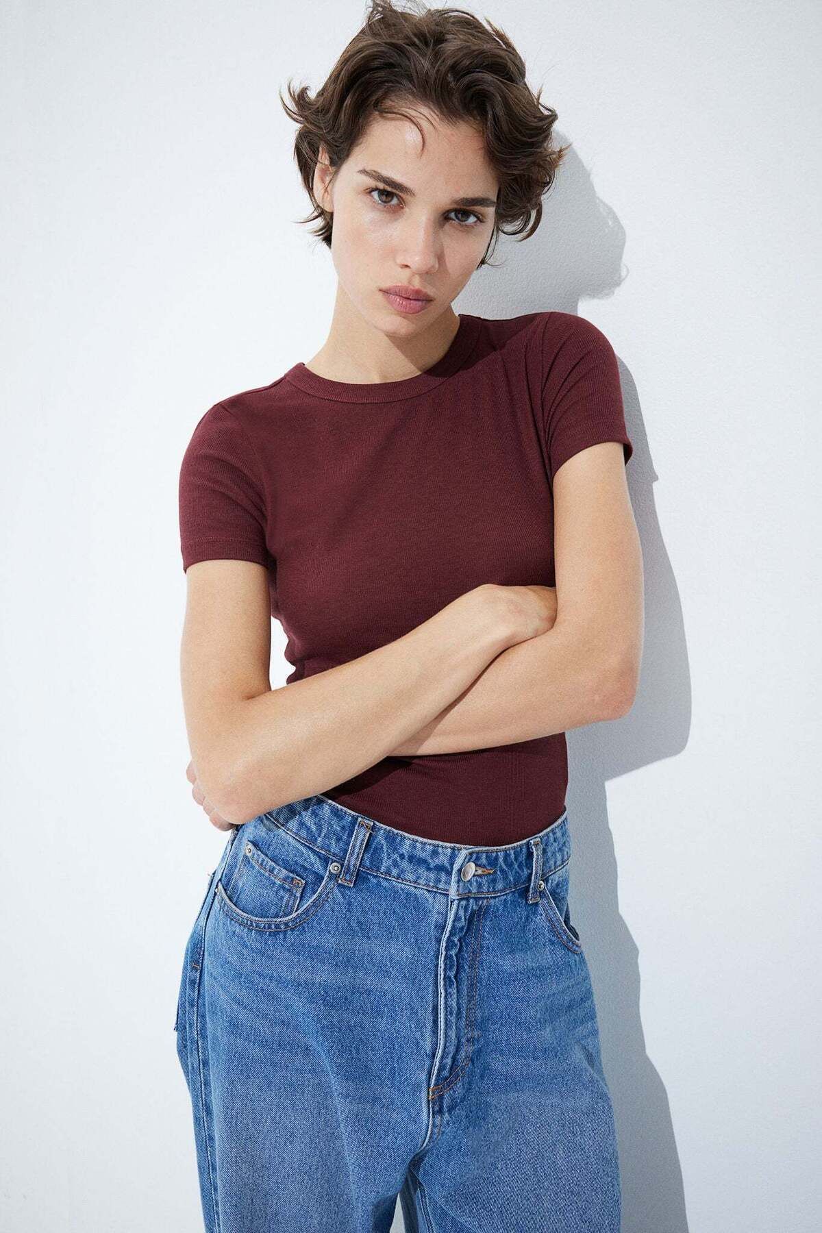 H&M-Ribbed modal-blend T-shirt 3