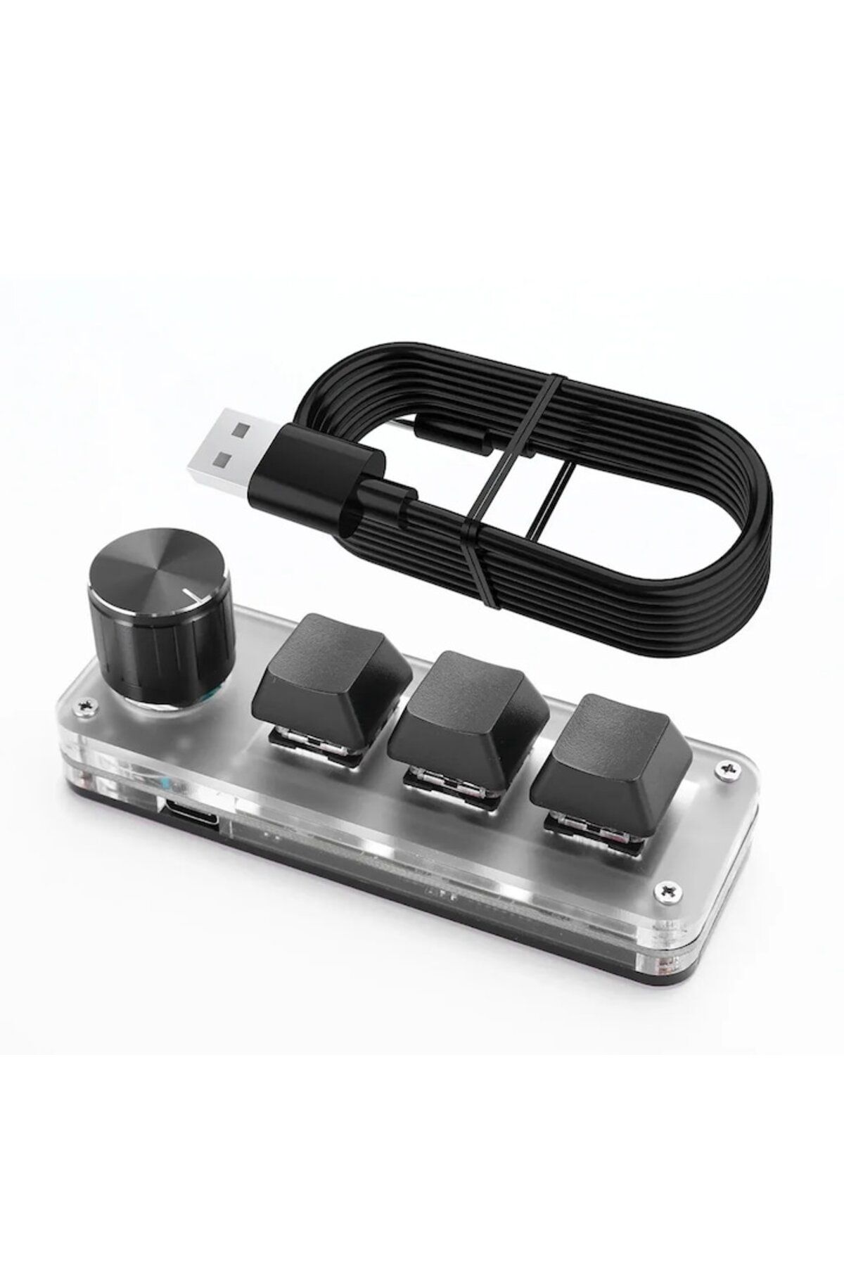 OEM-Mini Mechanical Macro Keyboard for Gaming, 3 Keys, 1 Potentiometer, Programmable, USB Connection, Bl 2
