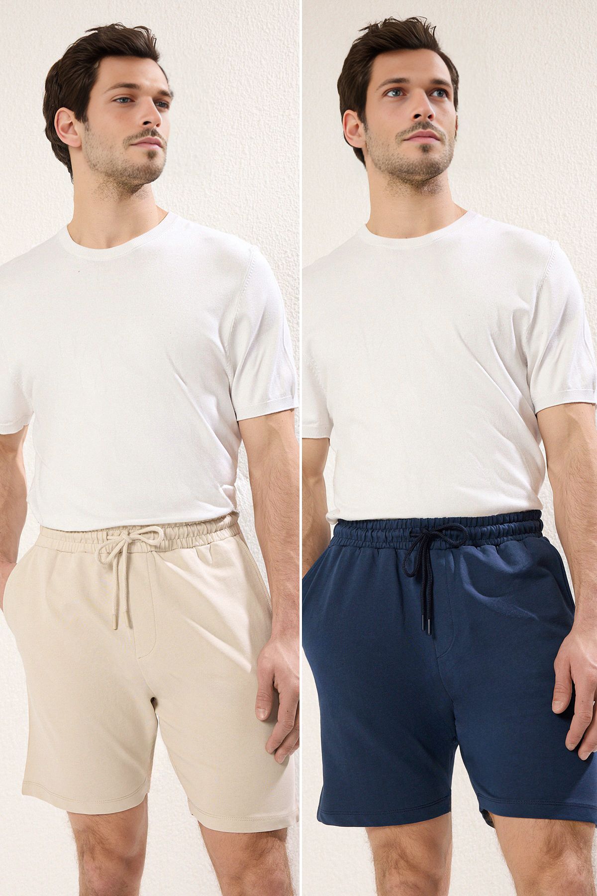 Trendyol Collection-Navy Blue-Stone 2 Pack - 100% bavlna Pohodlné šortky TMNSS24SR00013 1