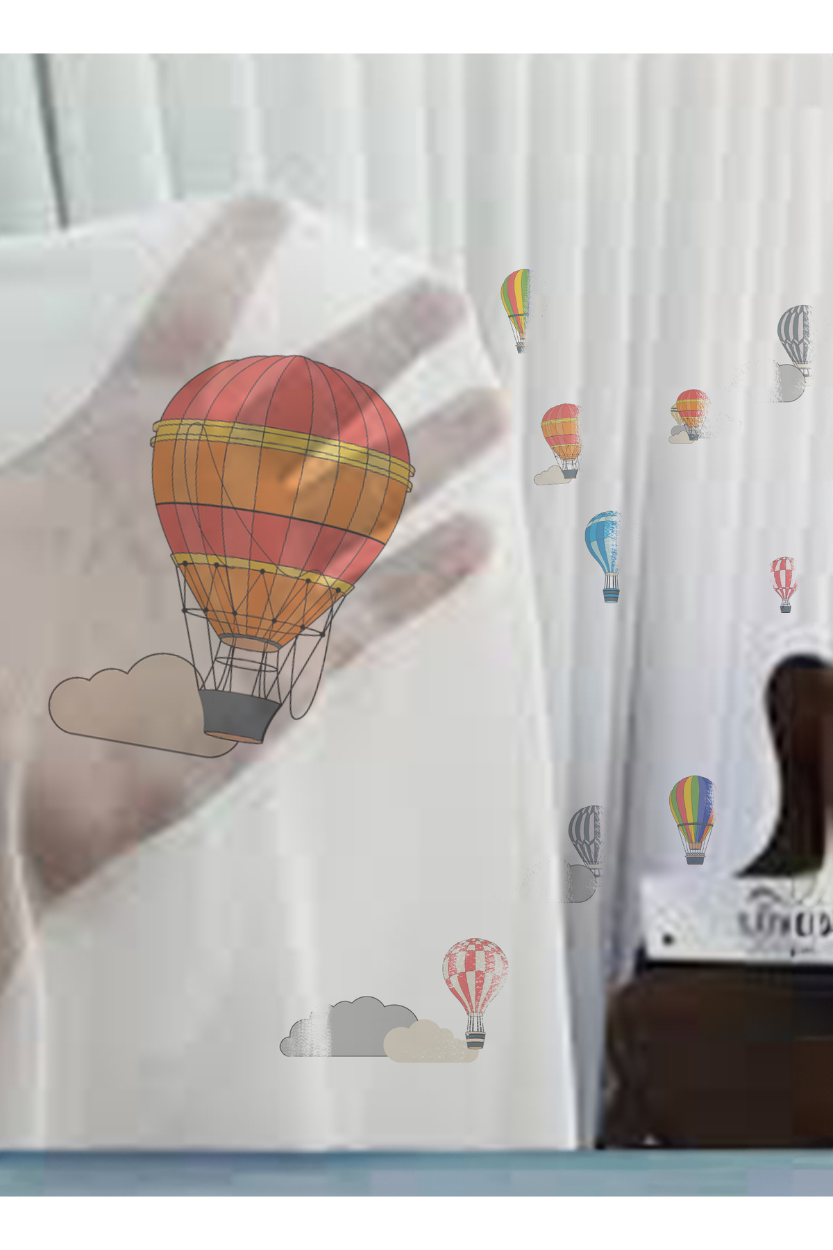 Artwork Uçan Balonlu Cocuk Odası Tül Perde fotoğrafı 4 (önizleme)