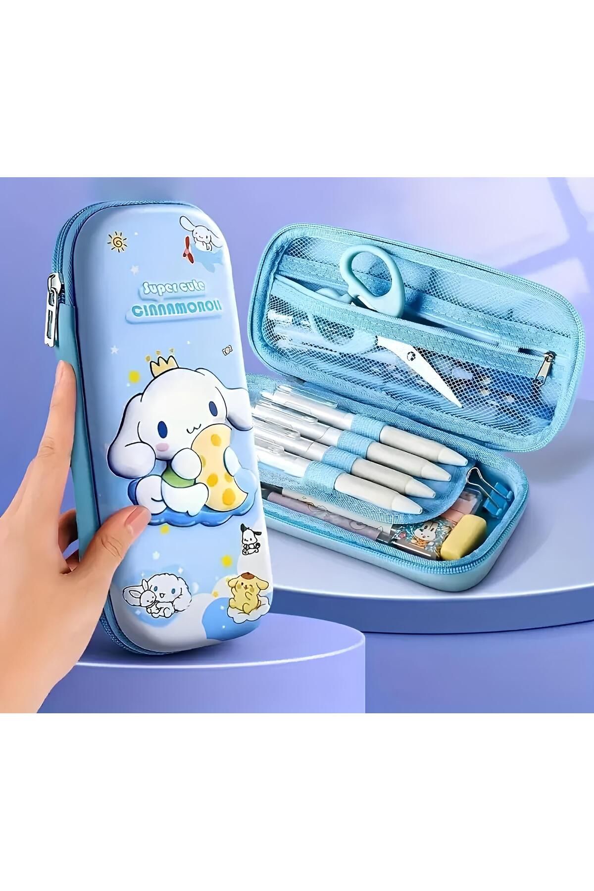 ada çanta kırtasiye Cinnamaroll figürlü kabartmalı geniş kapasiteli dayanıklı kalem kutusu (23cm*10cm*5cm) AD5498