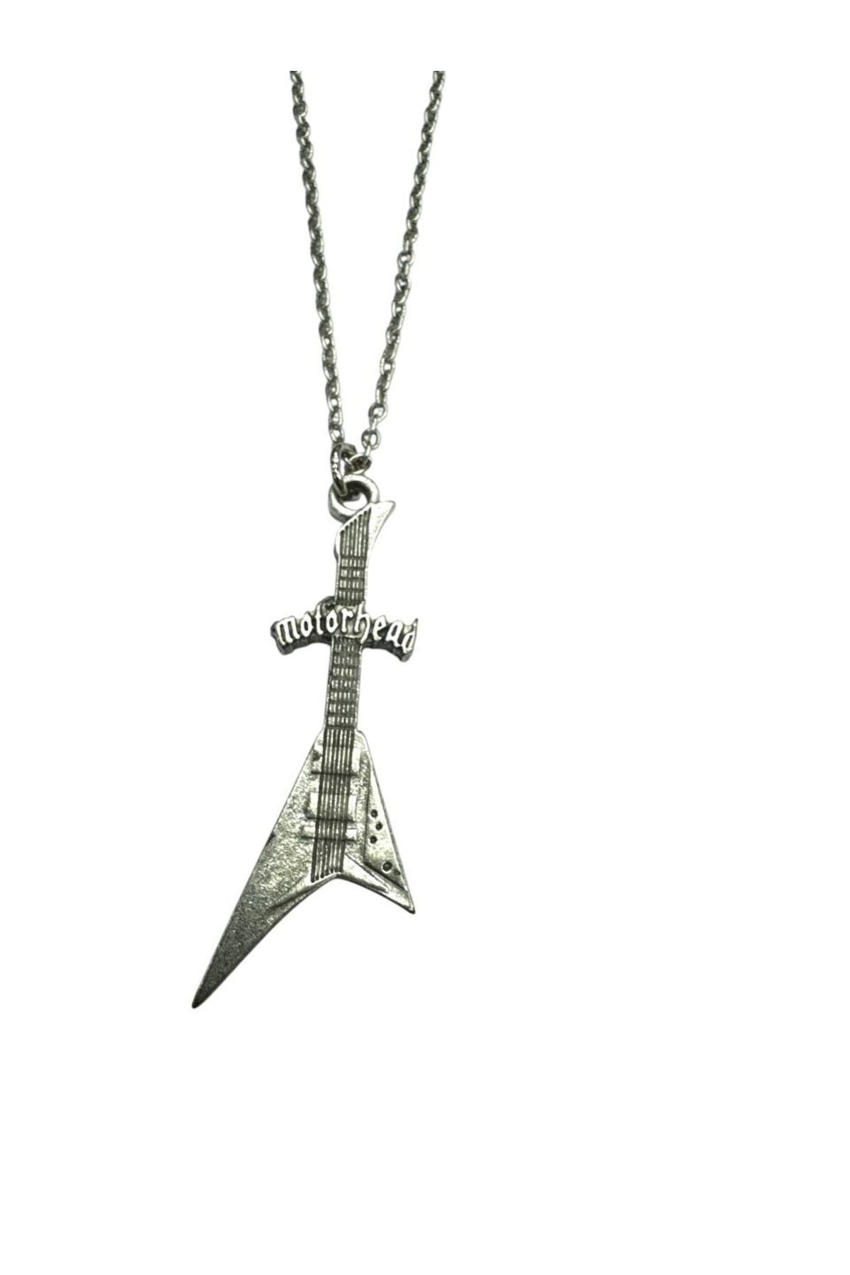 Herşey Nota Motörhead İlhamlı Elektro Gitar Figürlü Anahtarlık – 60 cm - Metal Heavy Metal Rock Aksesuar