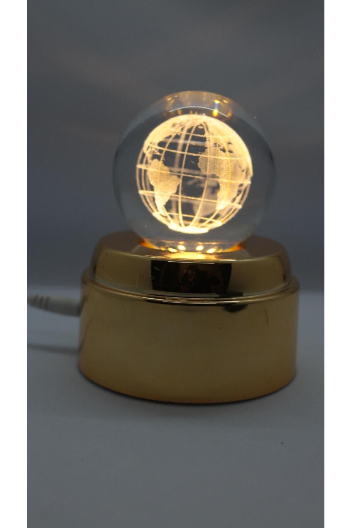 shop KRISTAL CAM LED IŞIKLI DÖNEN KÜRE HEDİYELİK -DÜNYA 3D