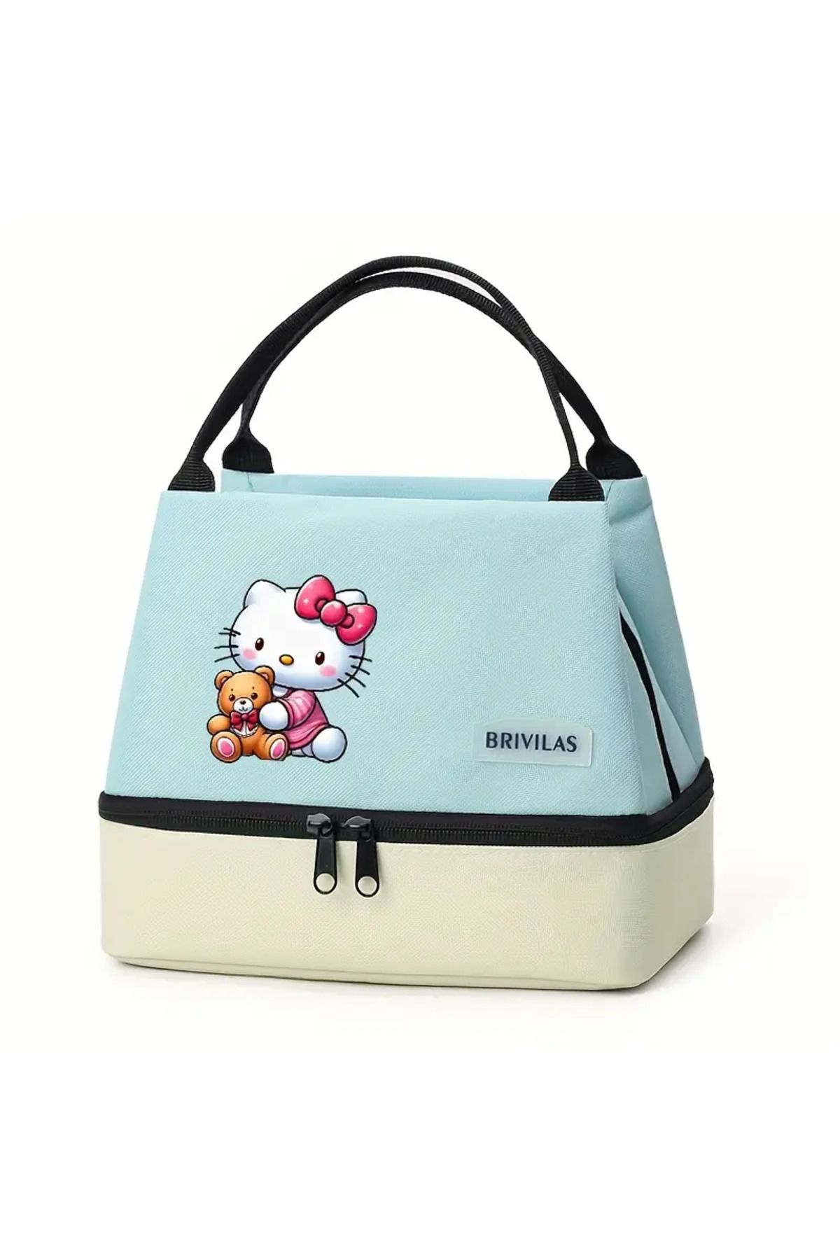 ada çanta kırtasiye Beslenme çantası Hello Kitty figürlü izoleli sıcak soğuk koruma çift bölmeli BRILIVAS AD76302