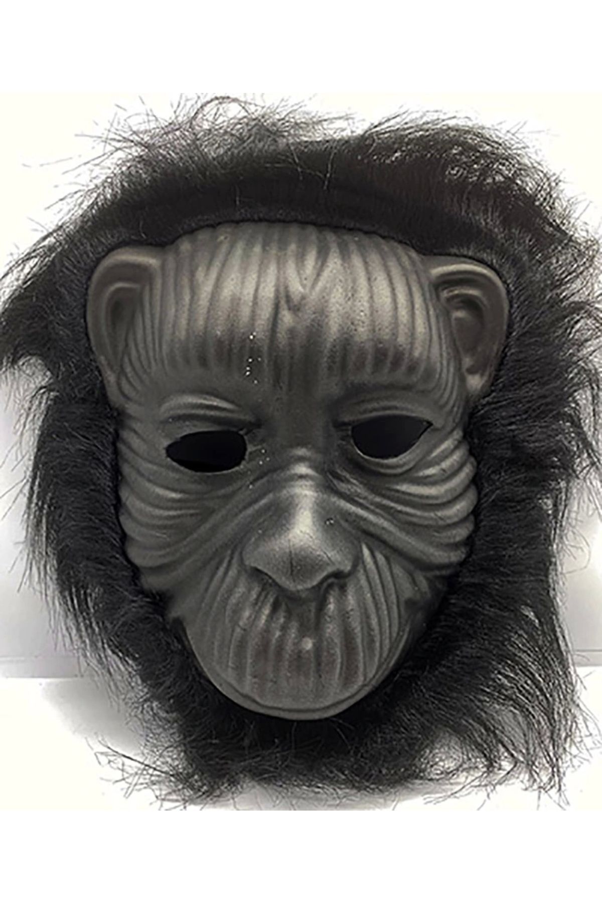 OurStyles Siyah Renk Eva Goril Maskesi - Siyah Peluşlu Tüylü Orangutan Maskesi