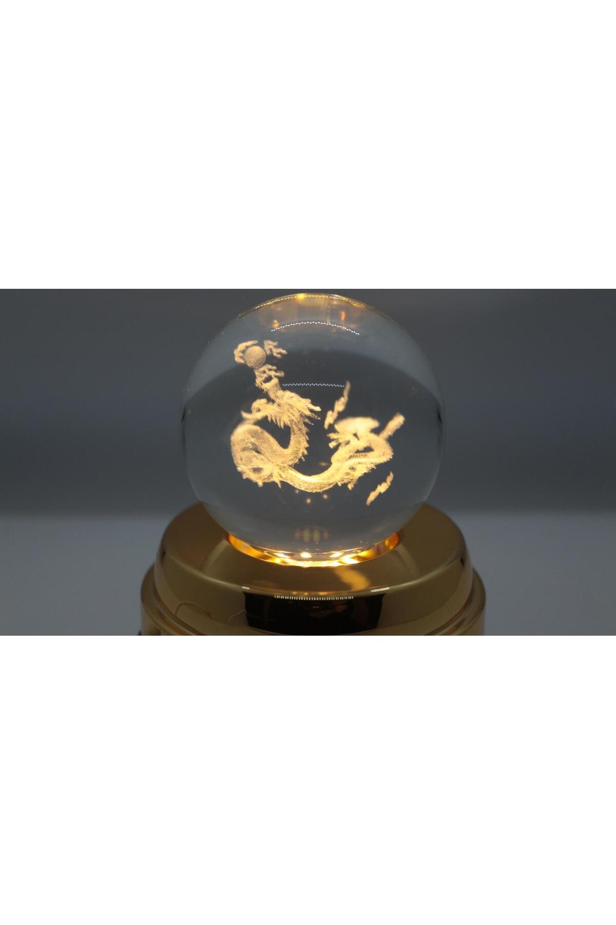 shop KRISTAL CAM LED IŞIKLI DÖNEN KÜRE HEDİYELİK -EJDERHA 3D