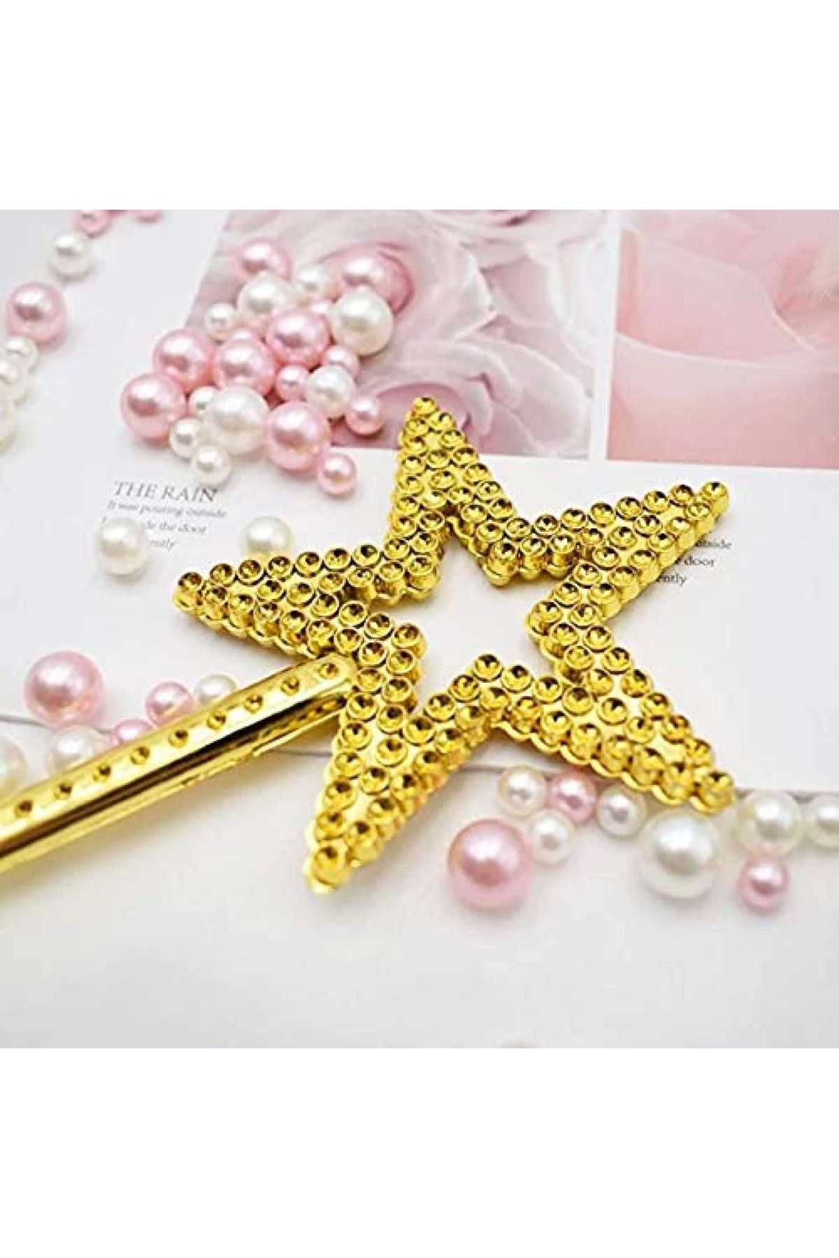 OurStyles Altın Renk Yıldız Peri Asası Peri Değneği 34 cm 1 Adet