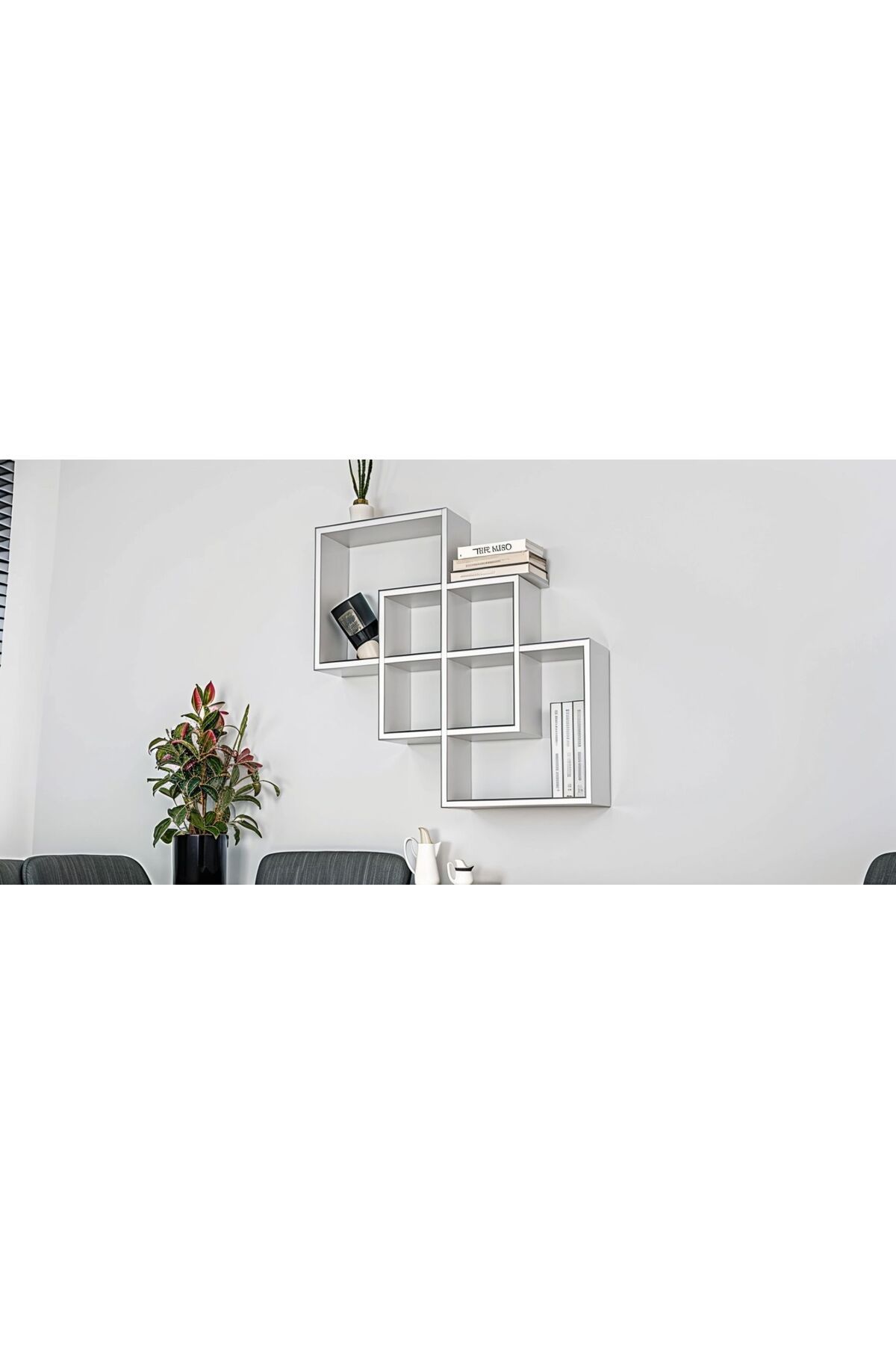 Home Kare Modern Duvar Rafı - Duvar Kitaplığı - Dekoratif Kitaplık-Duvar Süsleme