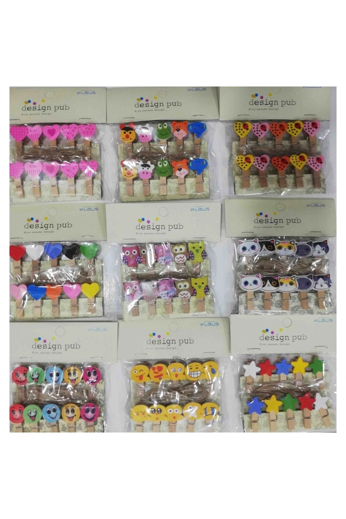 OurStyles 10'lu Şekilli Ahşap Mandallar 3.5cm (10'lu Set-10 Paket)