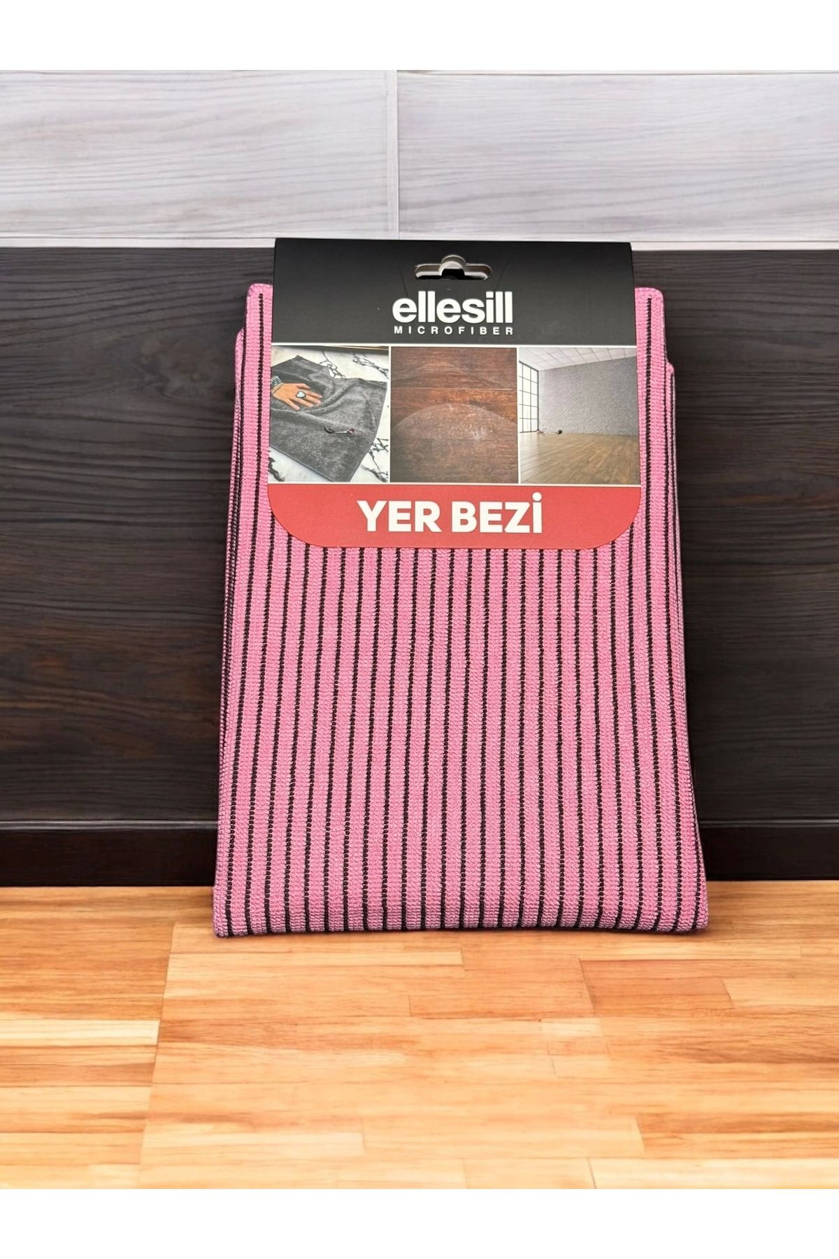 Ellesill Yer Bezi 40x40 cm Siyah Çizgili Mikrofiber Temizlik Bezi - FloorPro