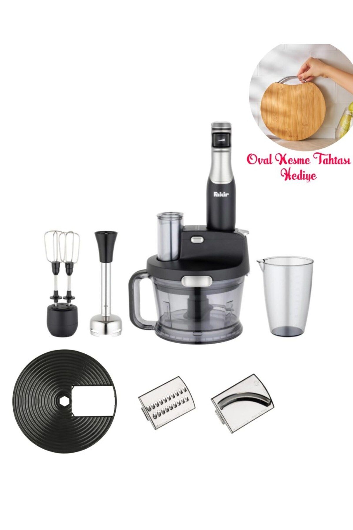 Fakir Turbo Doğrayıcı, 1000W Dilimleme Rondo, Blender - İkili çelik mikser 4 bıçaklı blender Mutfak Robotu