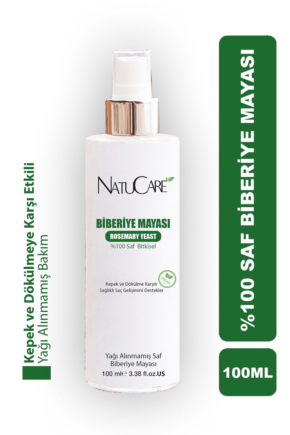 NatuCare Dökülme Ve Kepek Önleyici Saç Toniği %100 Saf Biberiye Mayası 100ml
