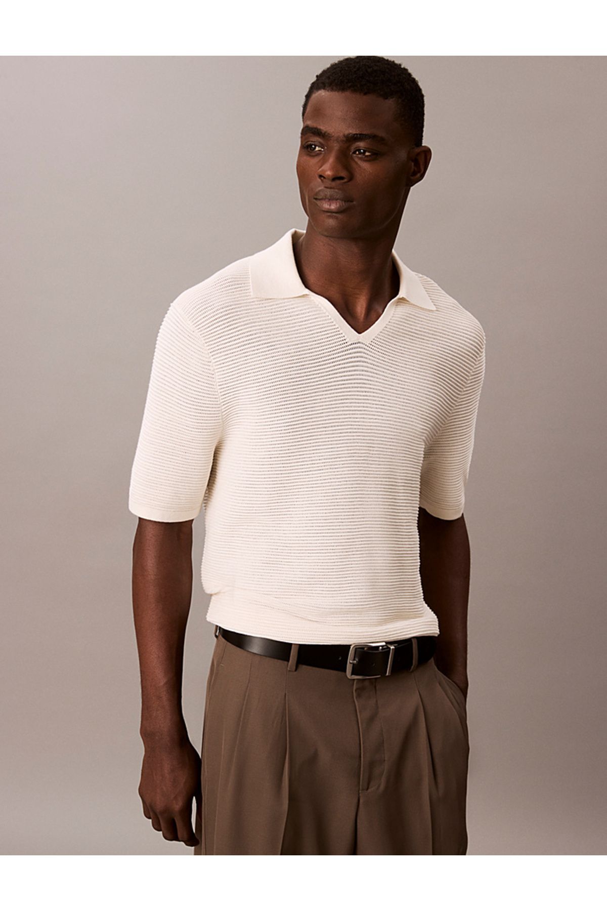 Calvin Klein Tech Knit Johnny Collar Polo Shirt