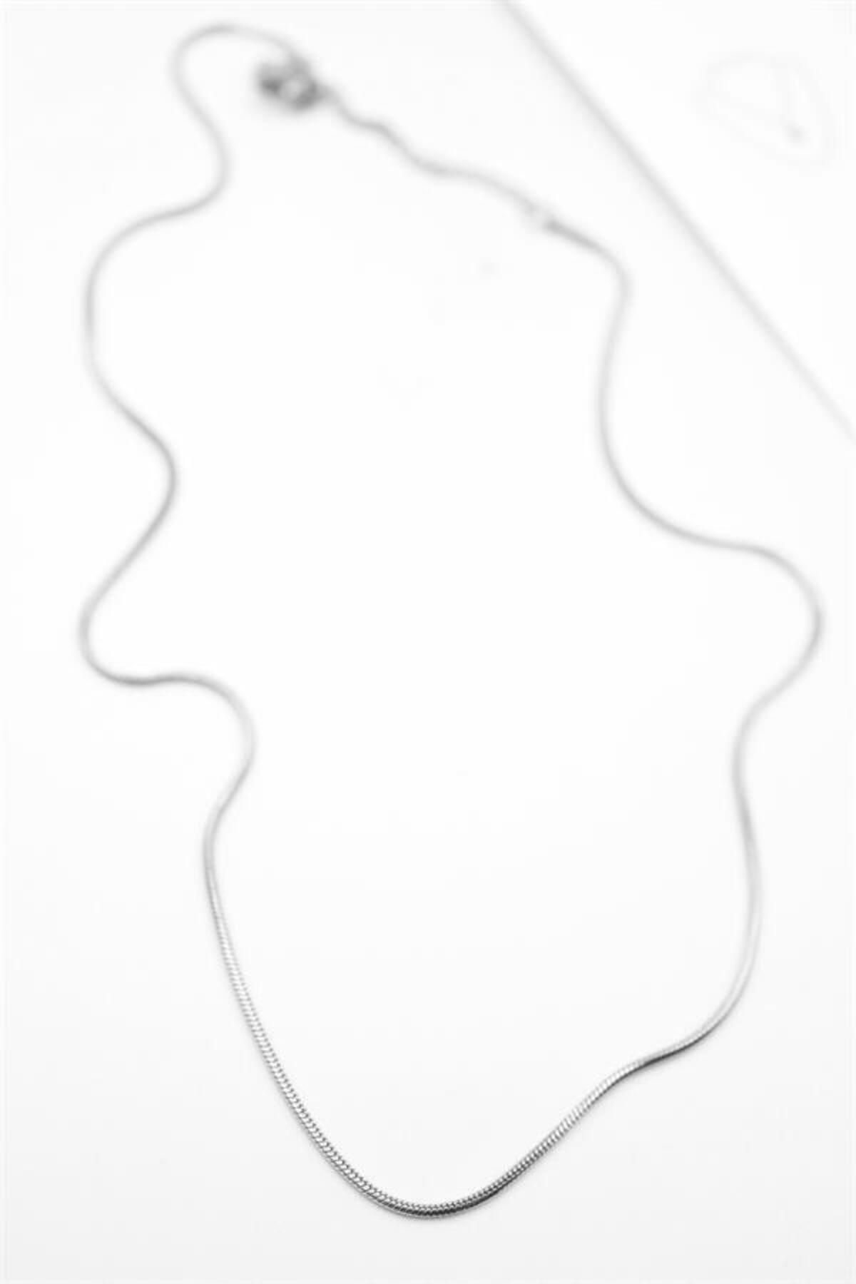 Angoravi Yılan Zincir Kolye - 46cm - Gümüş