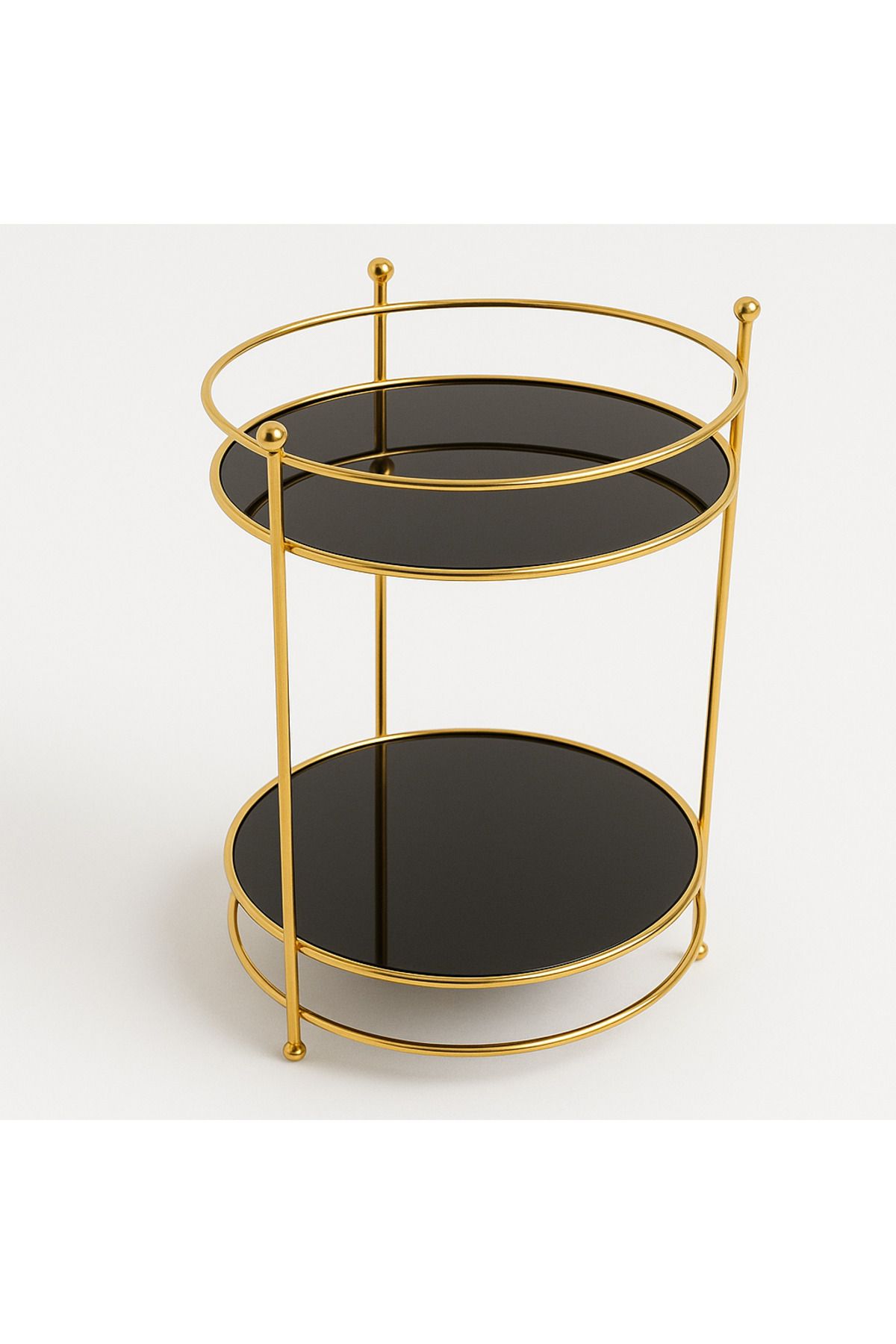 ela777 Banyo Kozmetik Takı Düzenleyici Çok Amaçlı Organizer 2 Katlı Servis Sunum Tepsisi Gold 20CM