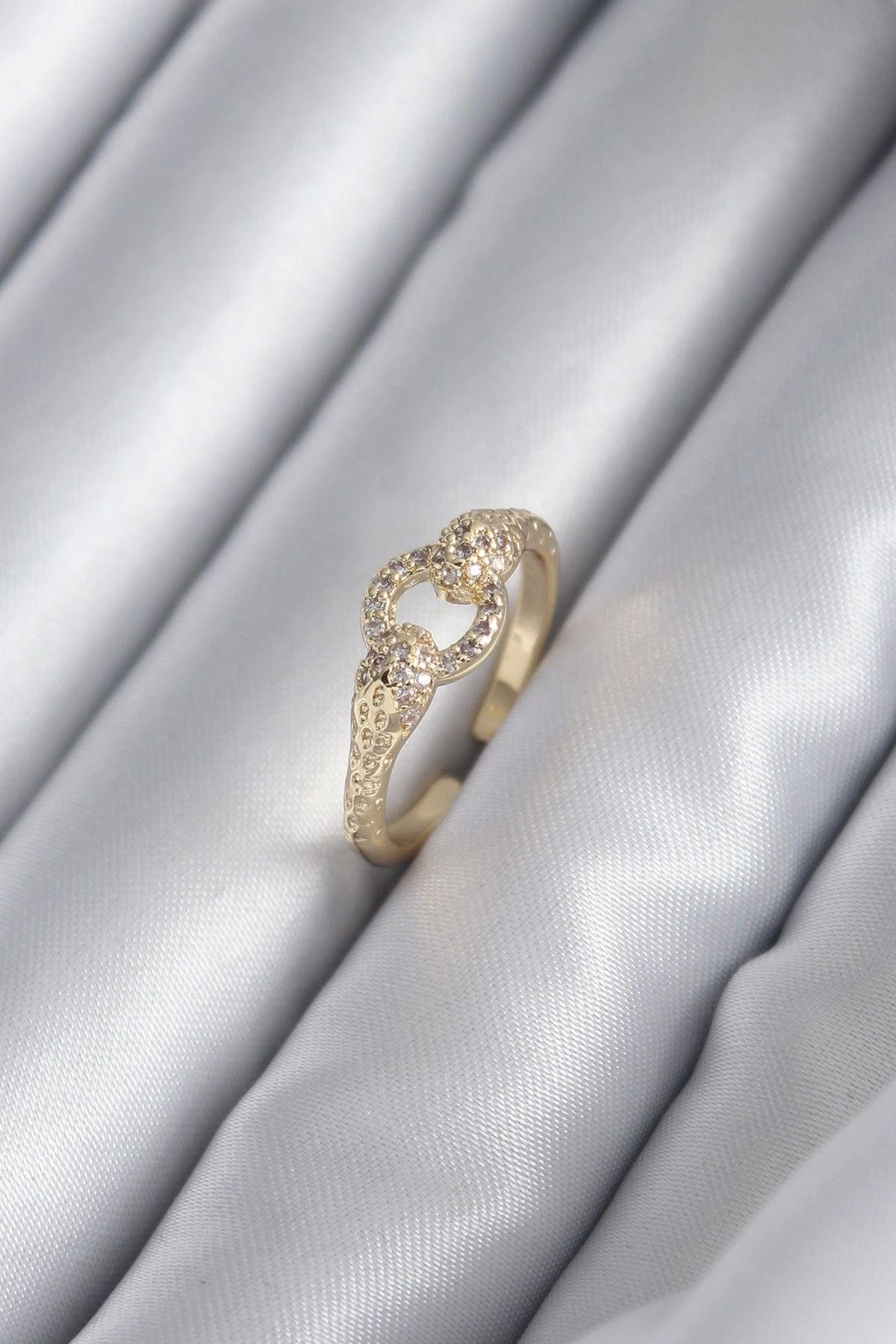 OurStyles Pirinç Gold Renk Zirkon Taşlı Yılan Model Kadın Yüzük - TJ-BYK2923