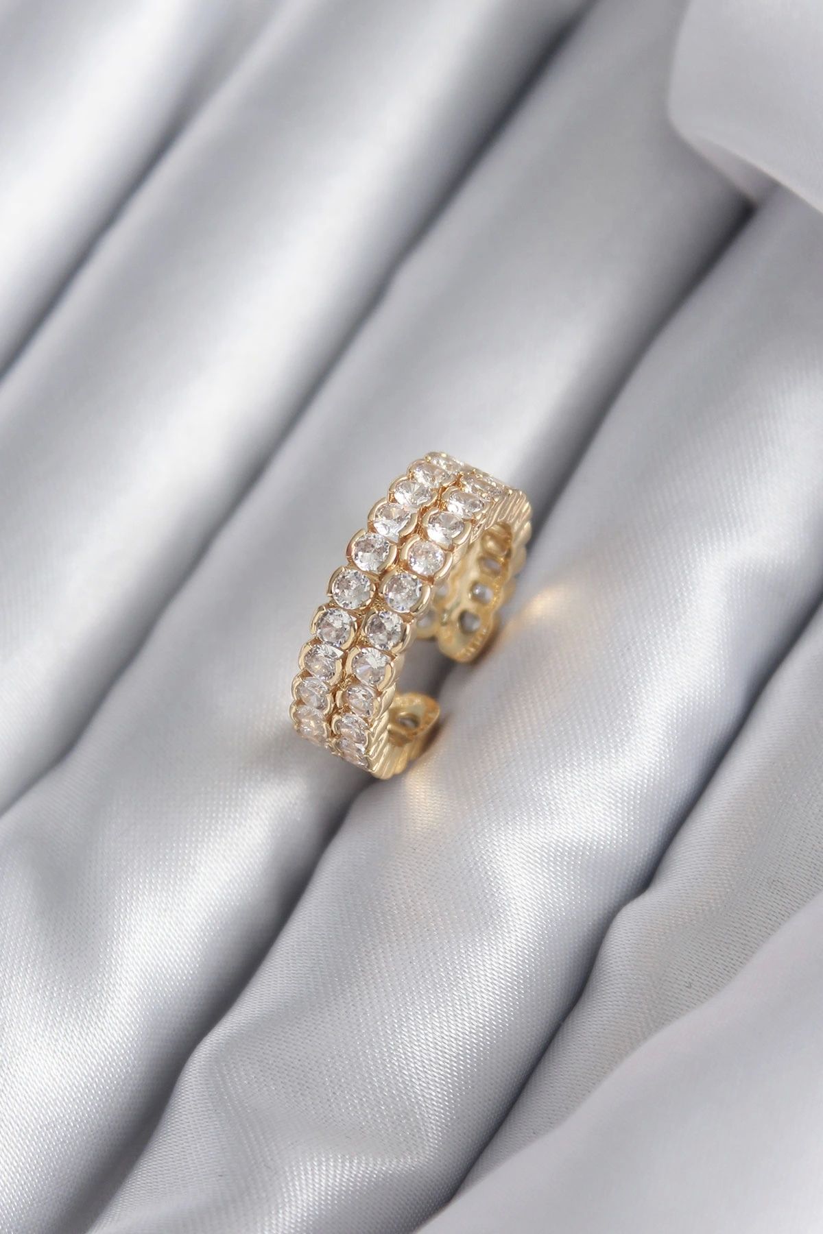 OurStyles Pirinç Gold Renk Zirkon Taşlı Kadın Yüzük - TJ-BYK2939