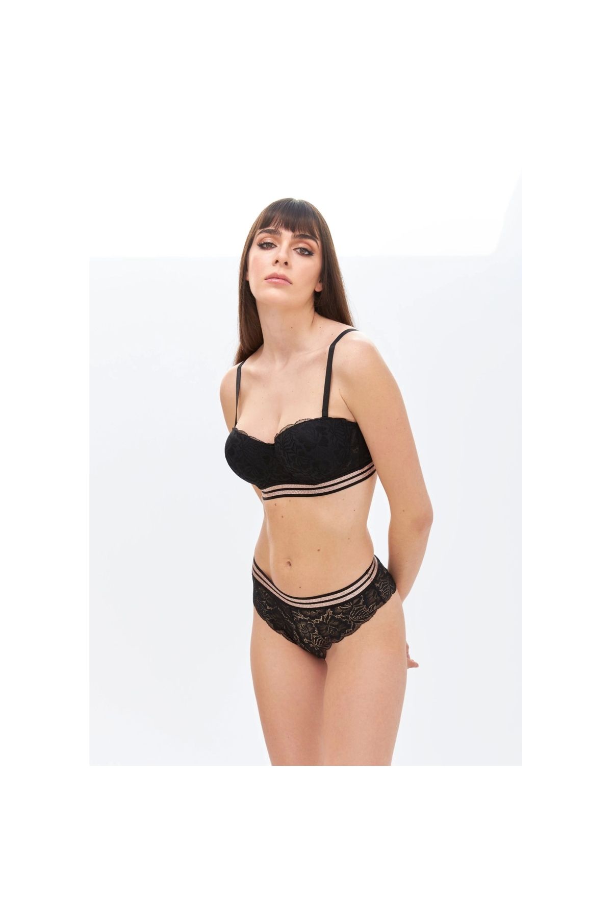 Narnuga MİRAXX SİYAH SİMLİ STRAPLEZ SÜTYEN HİPSTER TAKIM 4792