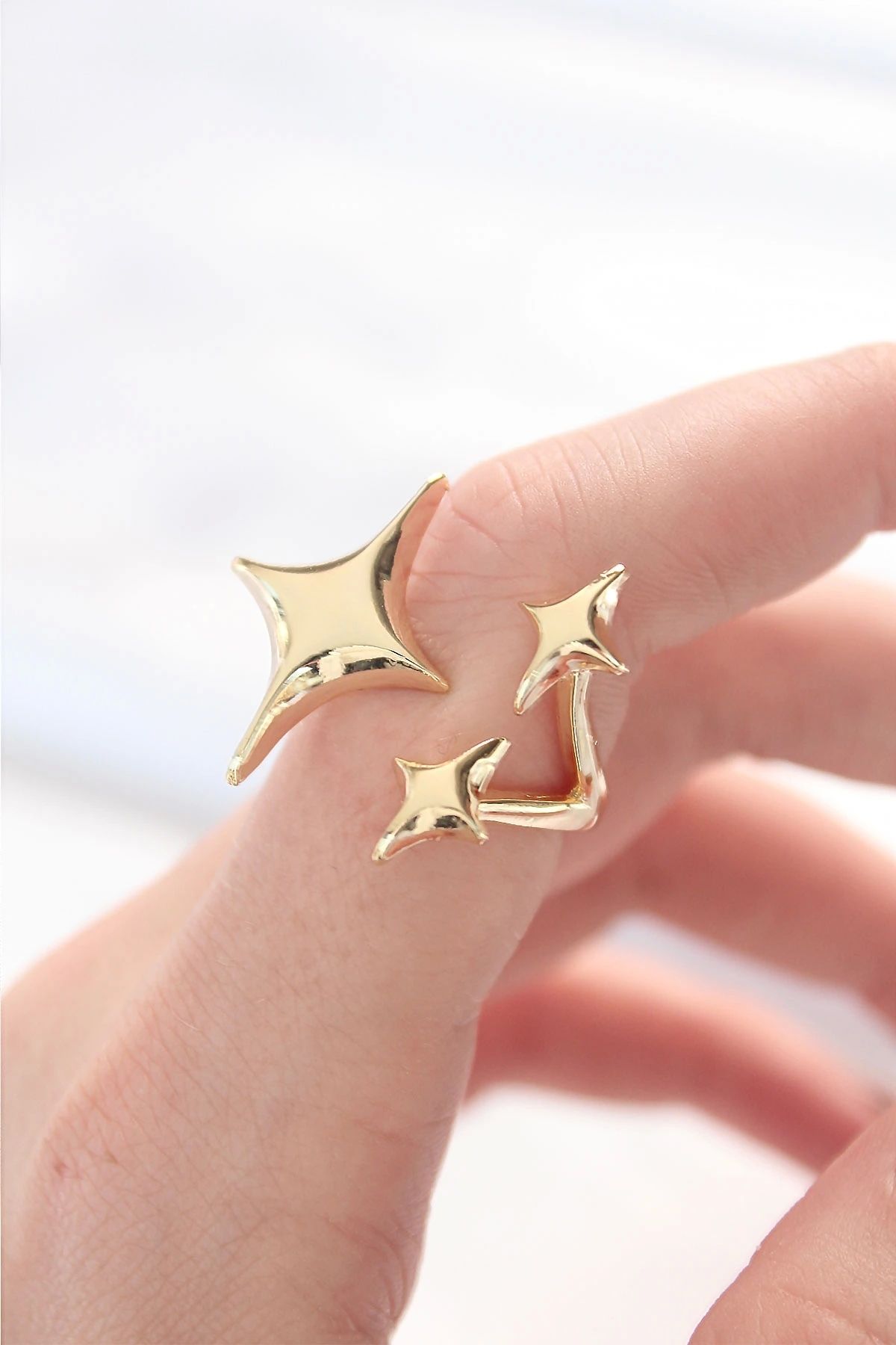 OurStyles Gold Renk 3lü Kuzey Yıldızı Ayarlanabilir Yüzük - TJ-BYK3130