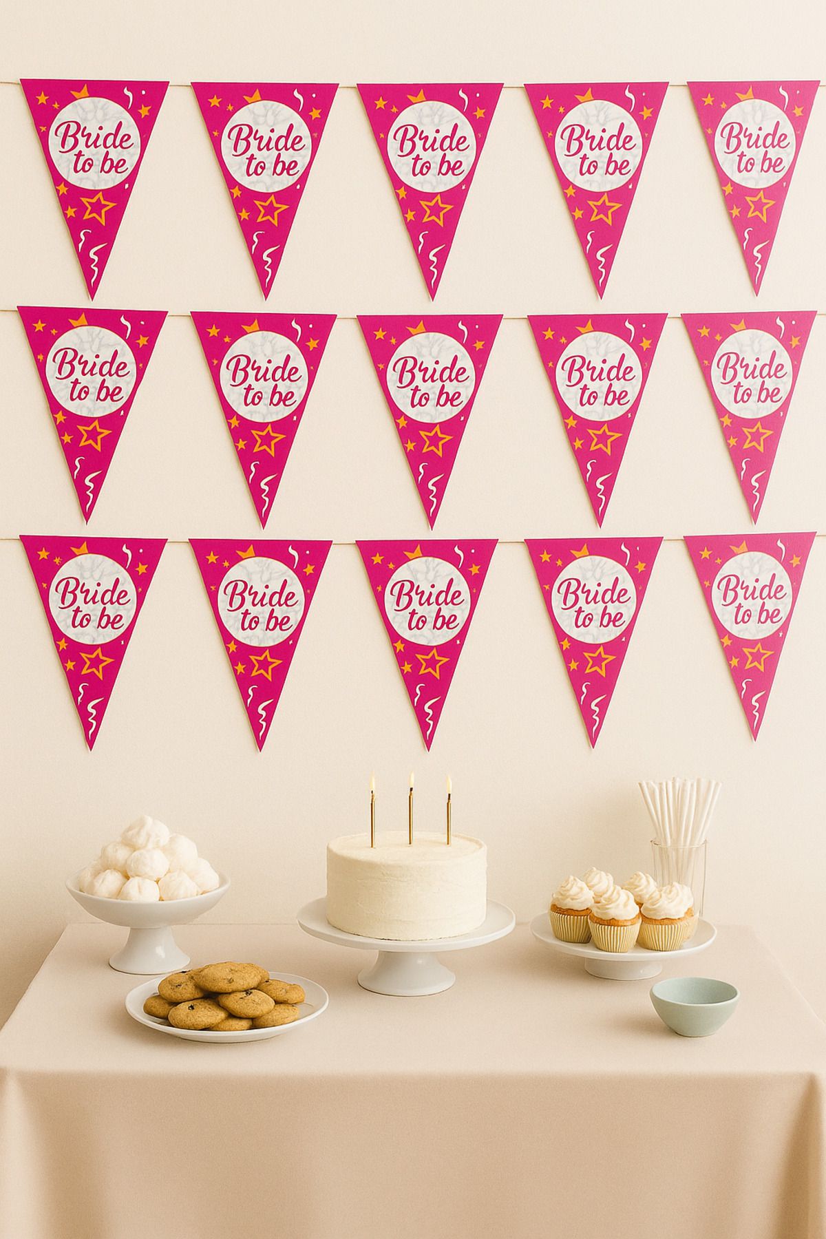 Partinity Bride To Be Üçgen Flama – Bekarlığa Veda ve Bridal Shower Süslemesi