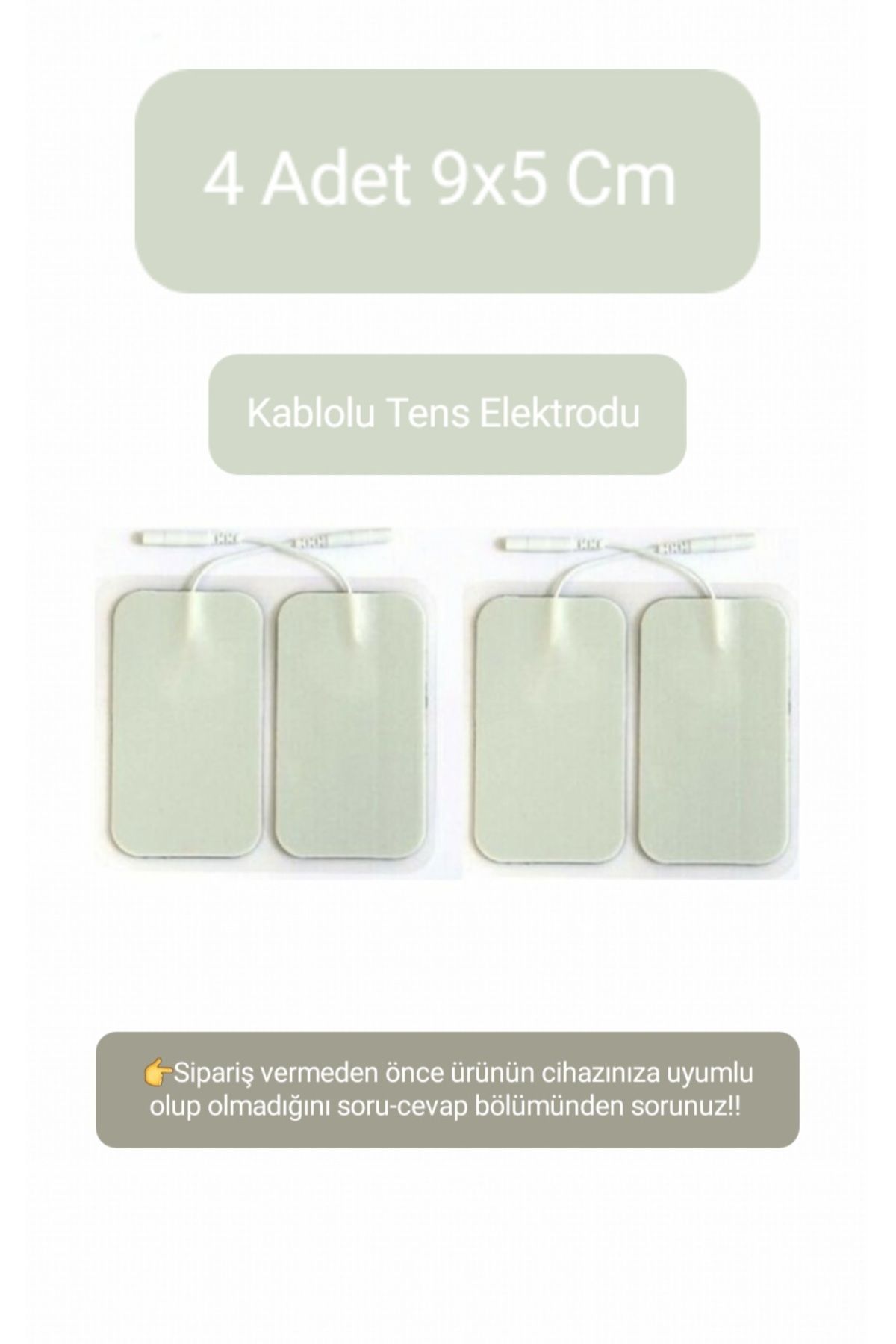 MediPal 4 Adet 9x5 Cm Kablolu Tens Pedi - Kendinden Yapışkanlı Tens Elektrodu - Yedek Elektrot