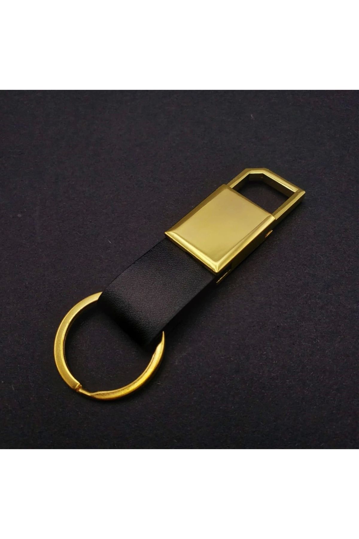 OurStyles Metal Deri Anahtarlık Siyah Gold