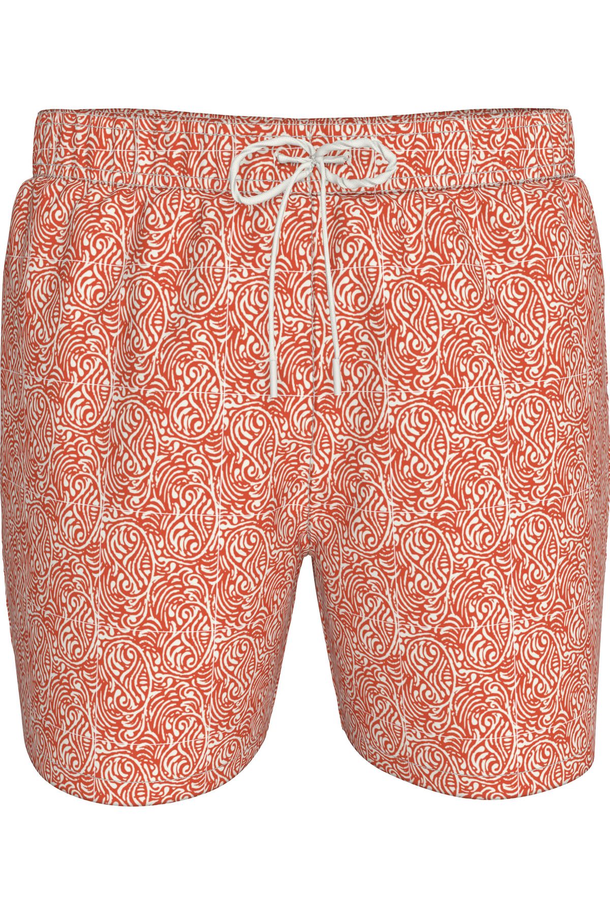 Tommy Hilfiger-Medium Drawstring Print Orange Men's Shorts 5