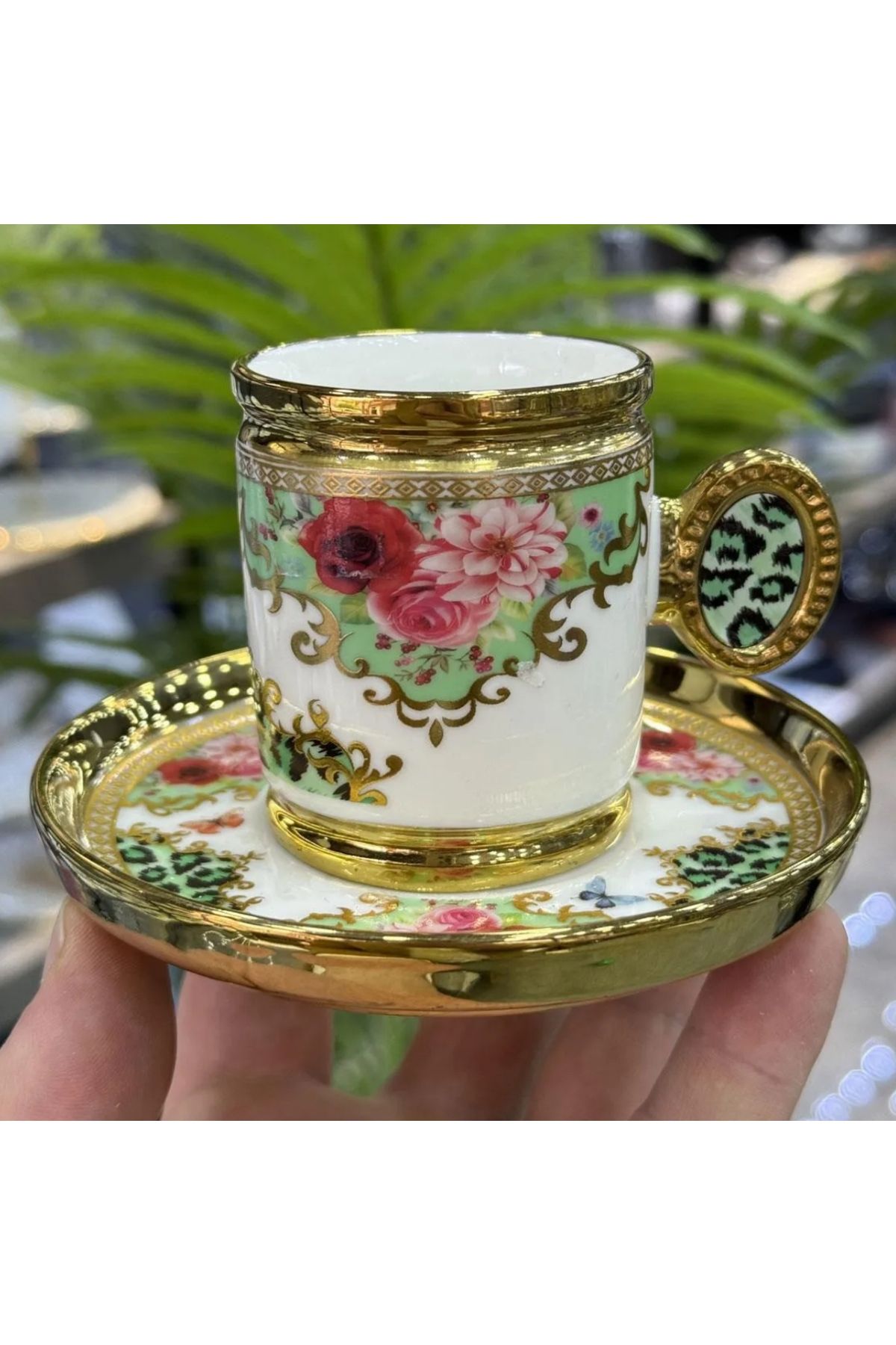 DGCHOME Caviar 6 Lı Porselen Türk Kahvesi Fincanı Green