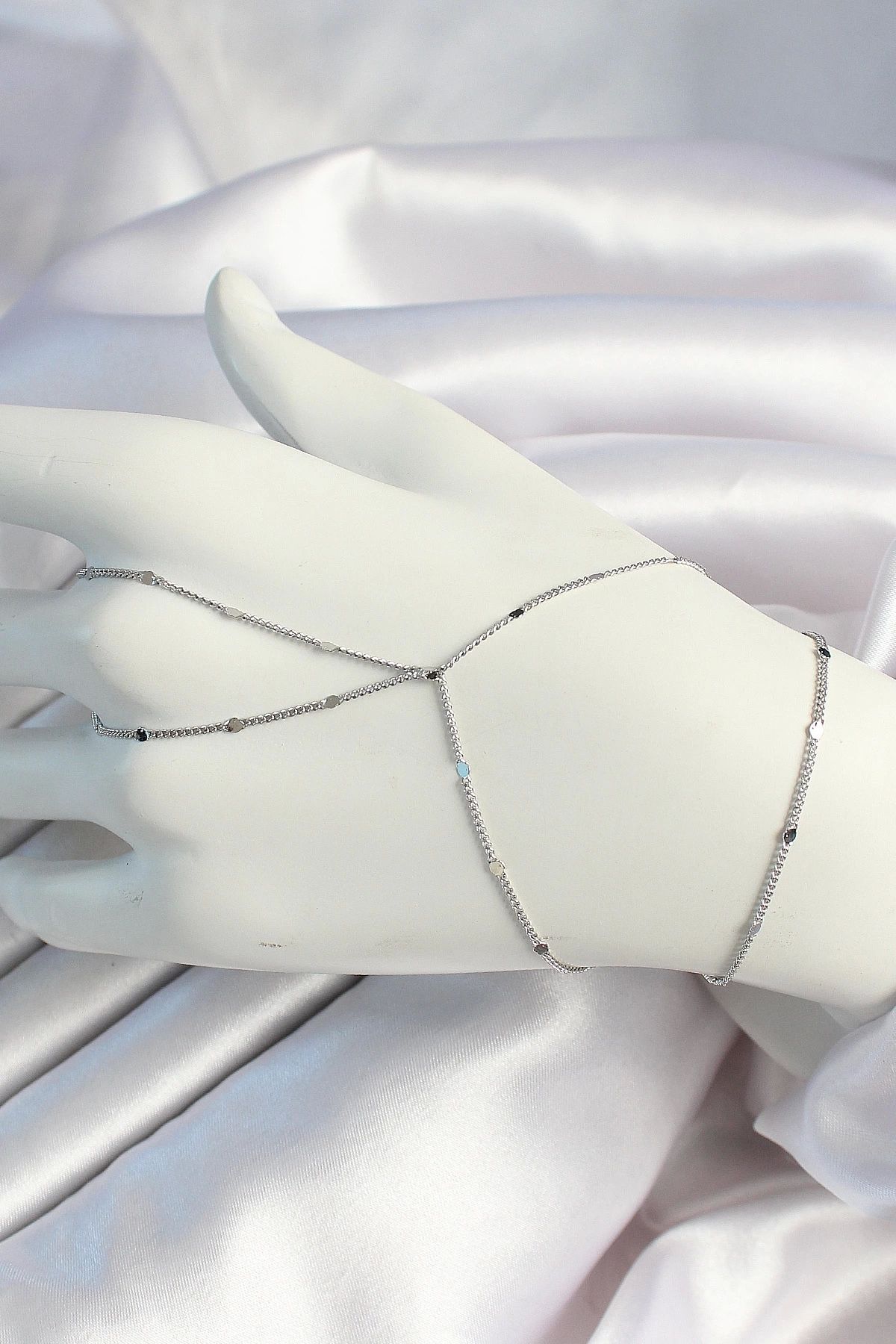 luz&pos Pirinç Gümüş Renk Parçalı Ezme Zincirli Şahmeran
