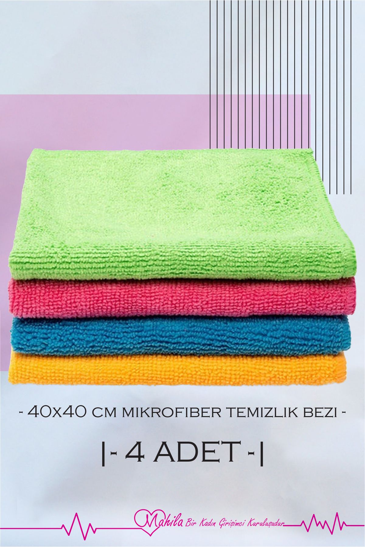 Mahila 4 Adet 30x30cm Mikrofiber Toz Bezi,Çok Amaçlı Temizlik Bezi, Tezgah Üstü Bez