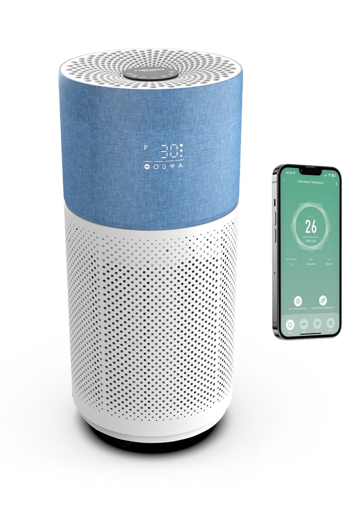 Xenon Smart Akıllı Hava Temizleyici 70 M2 Wi-fi Mobil App Air Purifier Cadr 550m³ Karbon Hepa Filtre X7420 Mavi