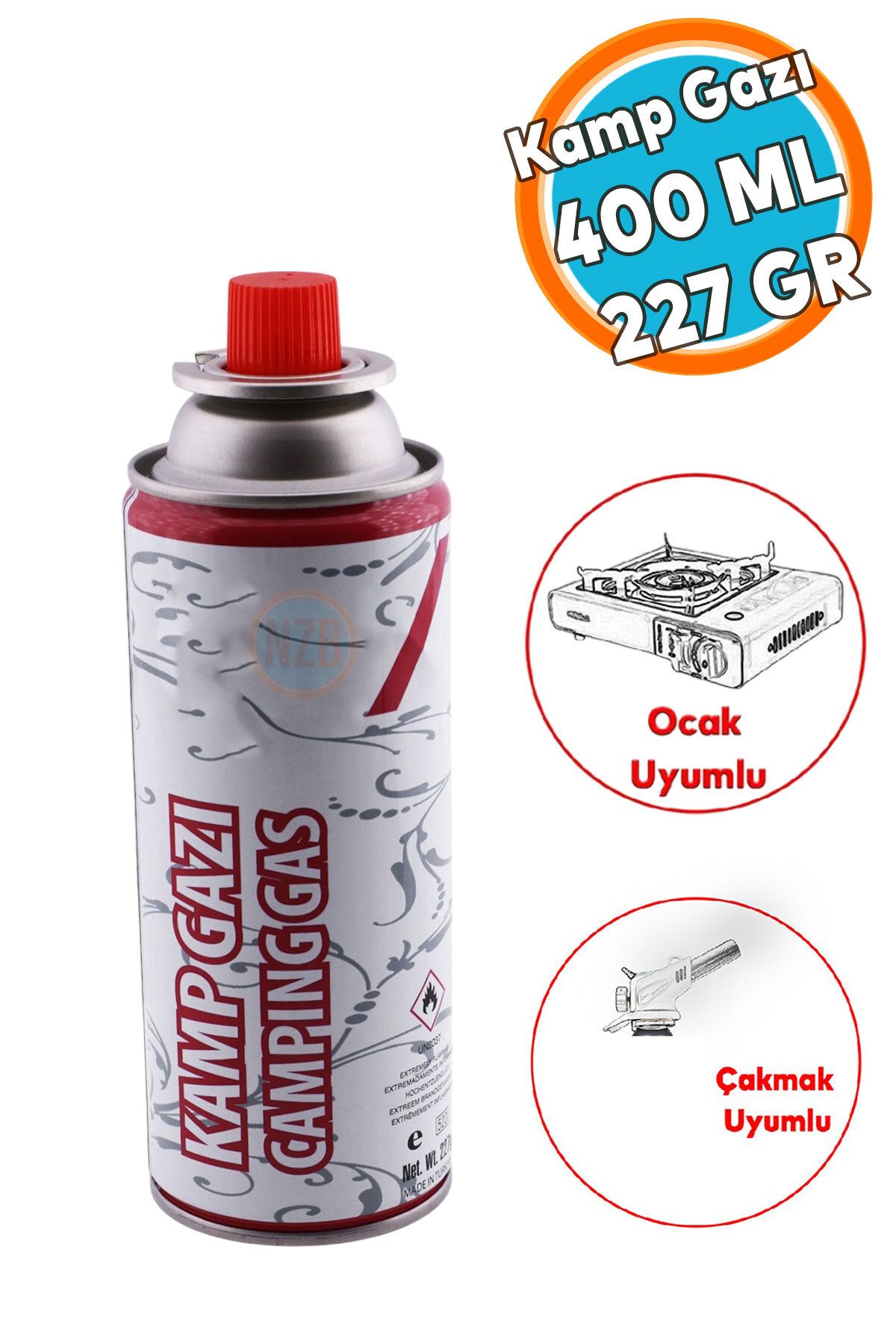 NZB (1 Adet) Kamp Gazı Bütan Propan Tüpü Portatif Ocak Kartuşu Tek kullanımlık Pürmüz 400 ml 227 gr