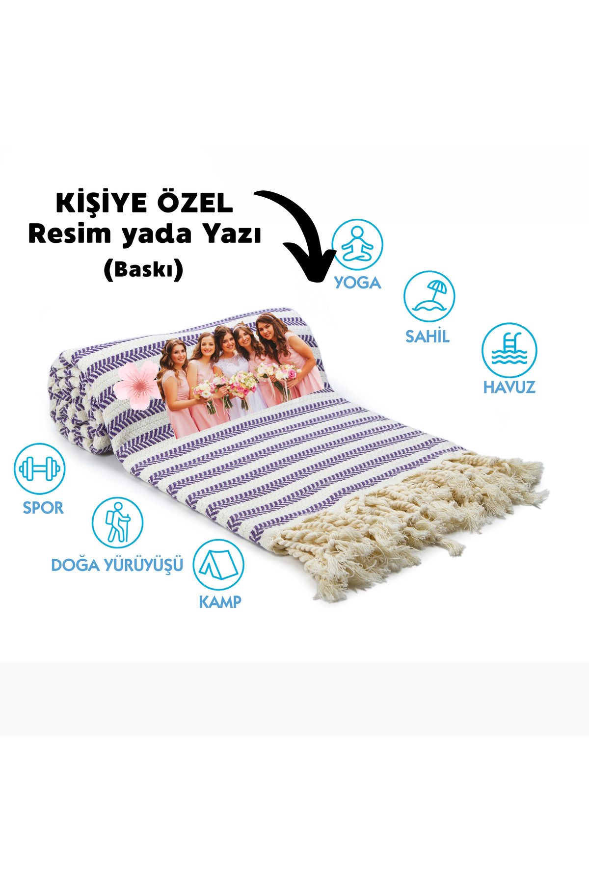 CHIMARIVA Kişiye Özel Çavuş Desenli Baskılı Peştemal – İsim Yazılı Oversize Türk Plaj Havlusu – Banyo Havlusu