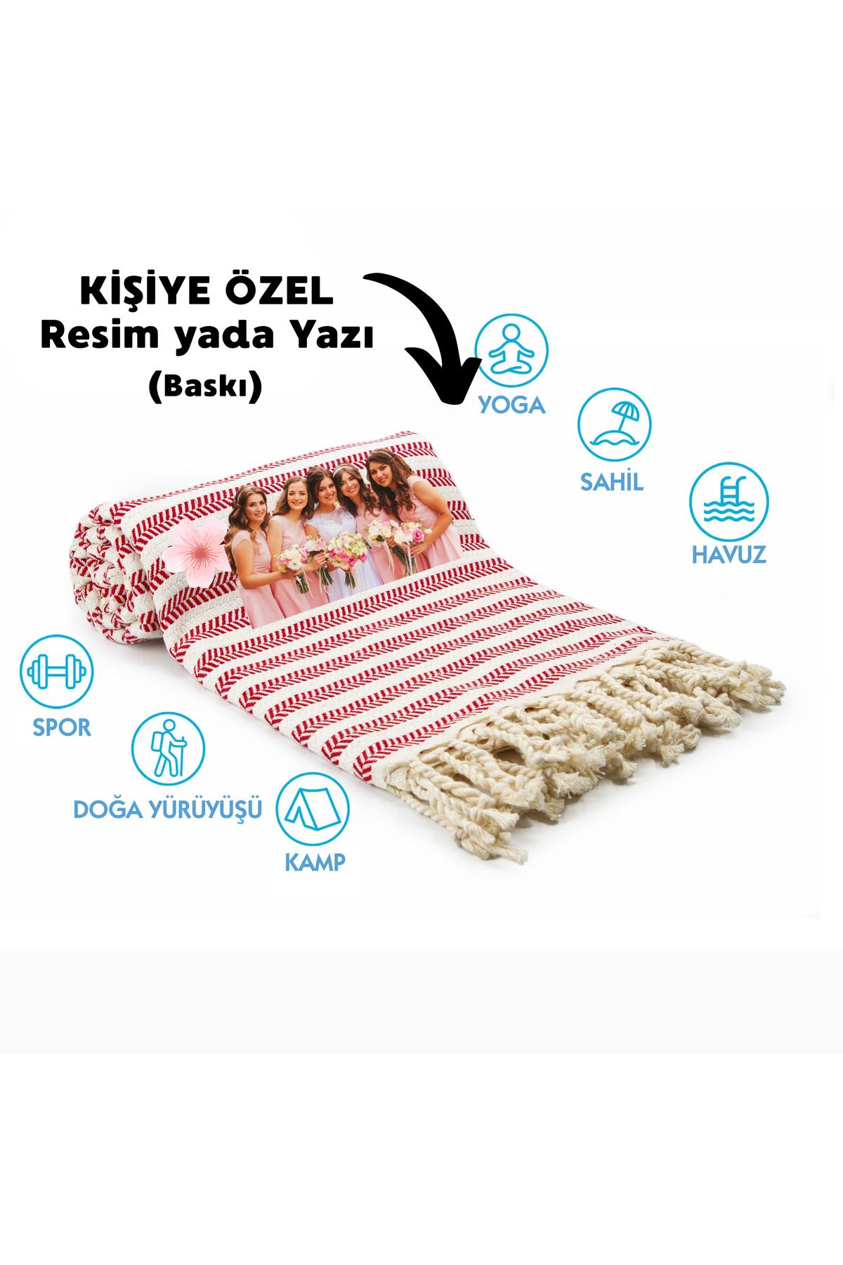 CHIMARIVA Kişiye Özel Çavuş Desenli Baskılı Peştemal – İsim Yazılı Oversize Türk Plaj Havlusu – Banyo Havlusu
