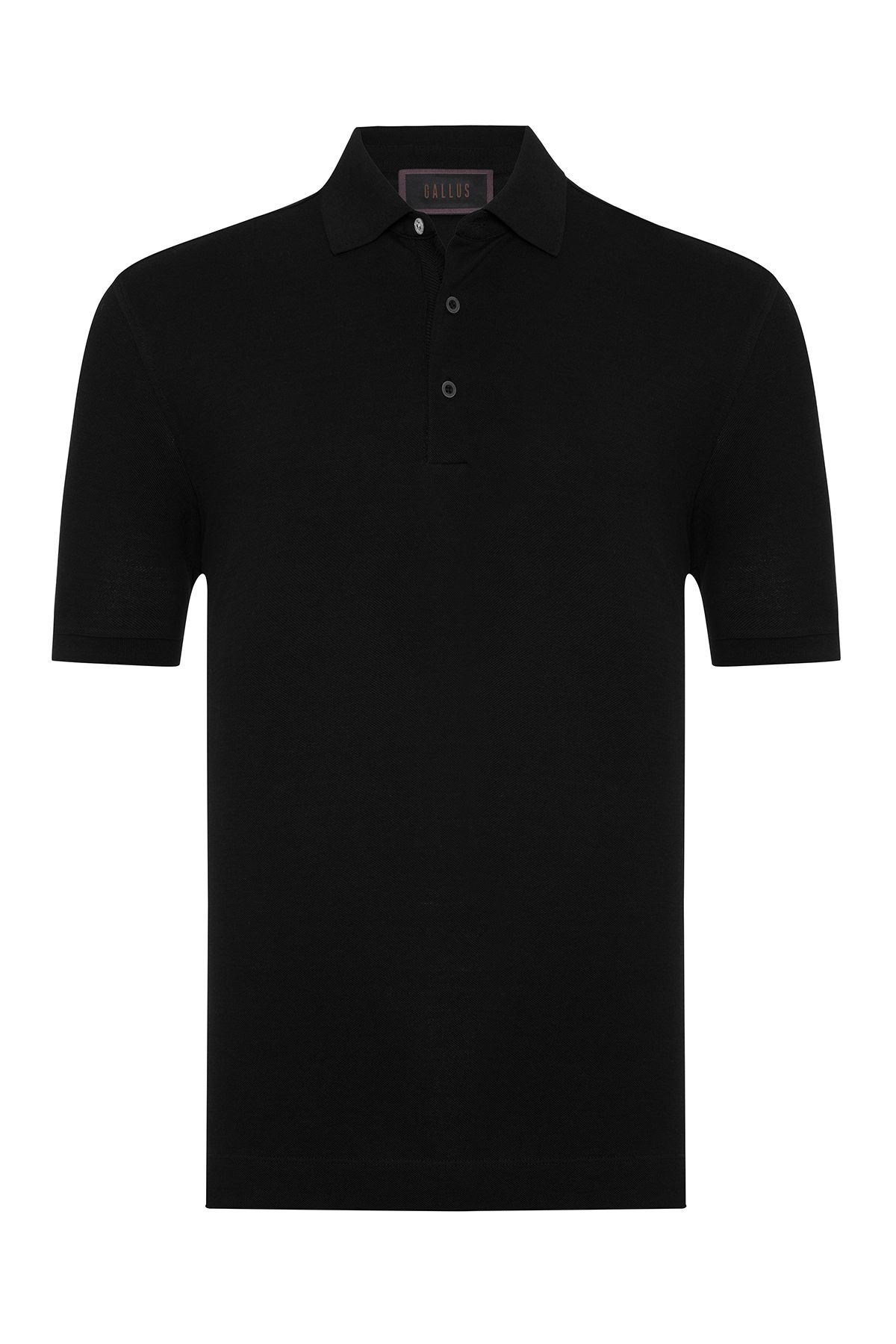 Gallus Siyah Polo Yaka Pike Pamuk Regular Fit Tişört