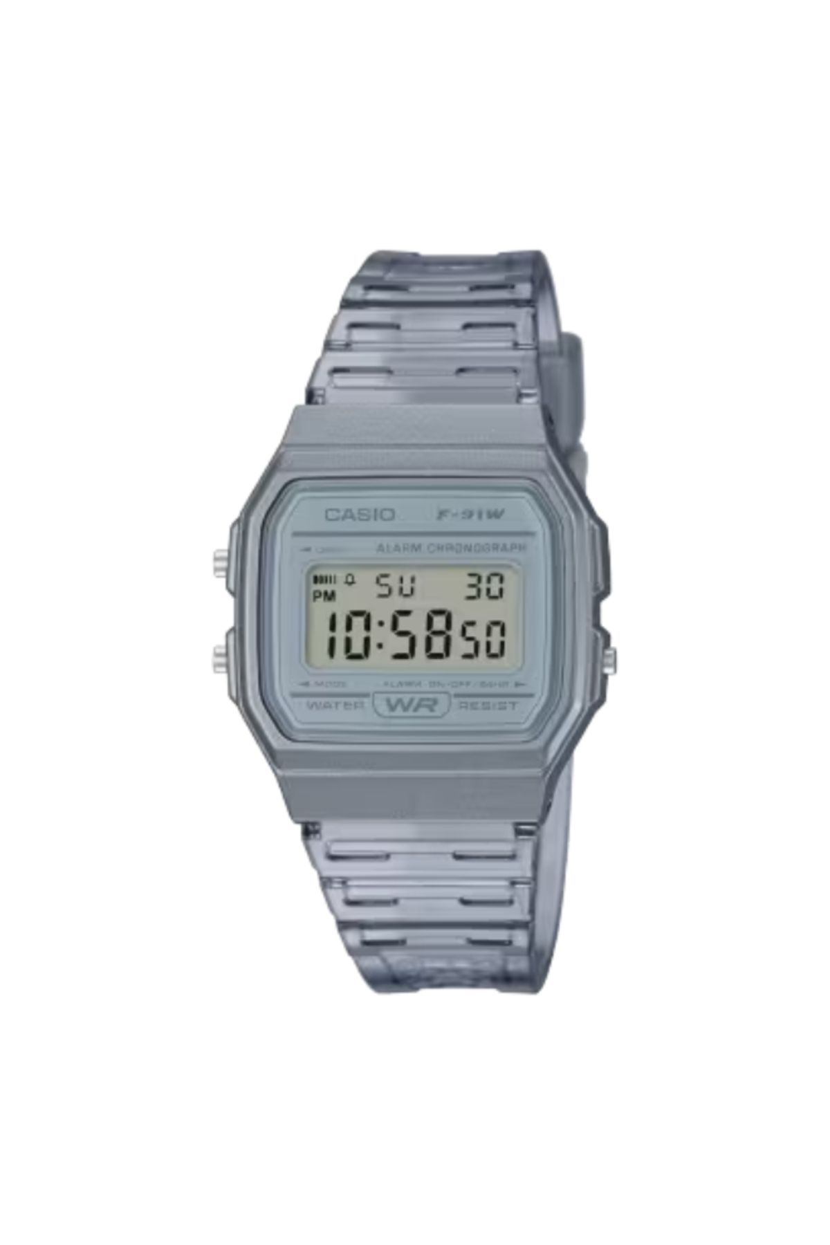 Casio-ساعة كاسيو الرقمية للجنسين بمينا رمادي - F-91WS-8DF 1