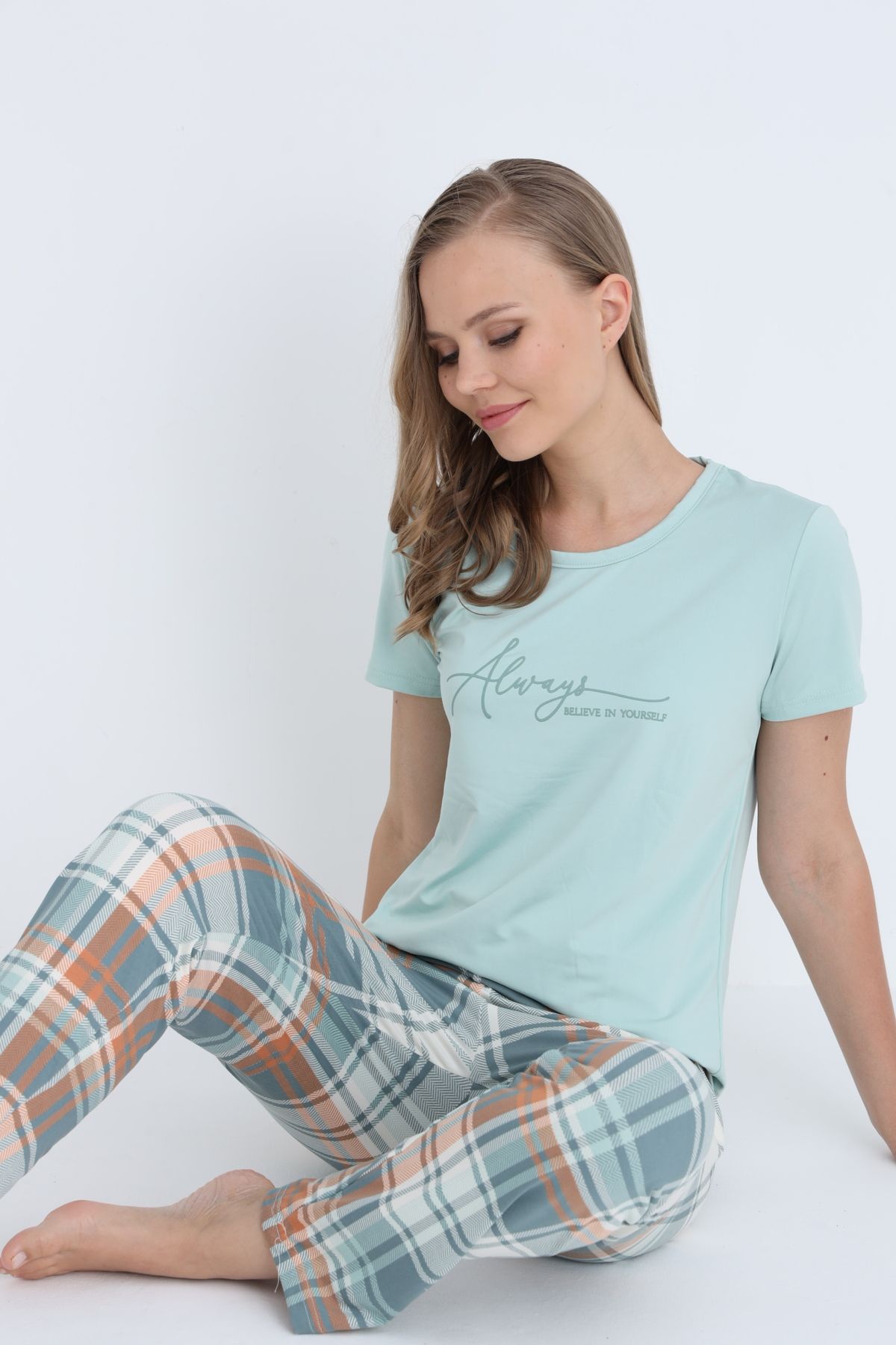 STELLAPİNK Kadın Likralı Pijama Takımı