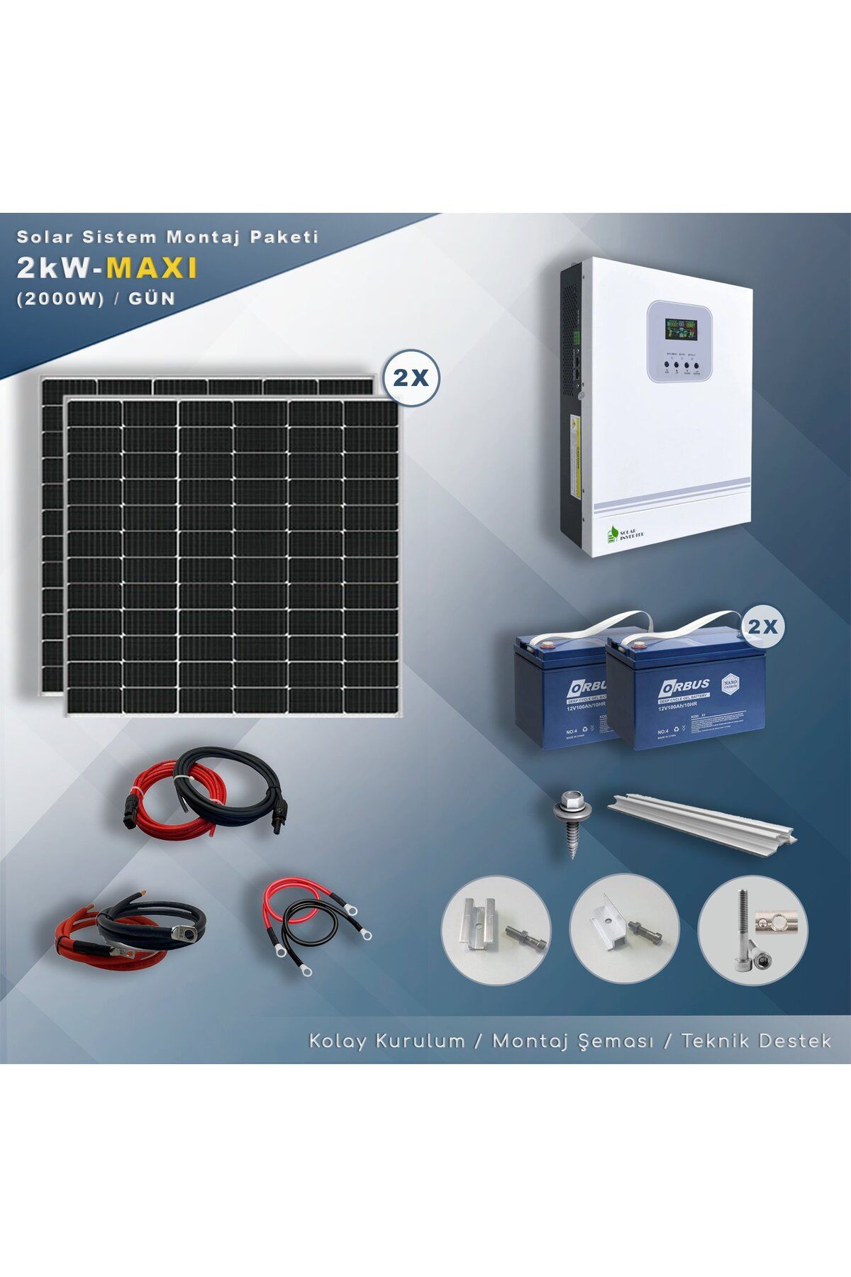 MAtech 2 kW MAXI Solar Paket Sistem (2000W/Gün)