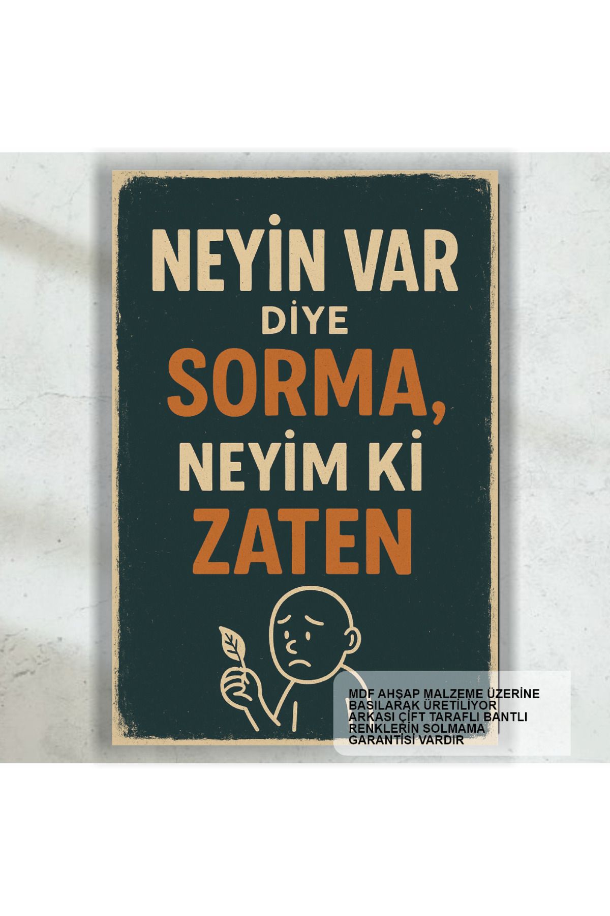 Hayat Poster zaten neyim ki komik esprili atarlı sözler duvar yazıları retro ahşap poster tablo