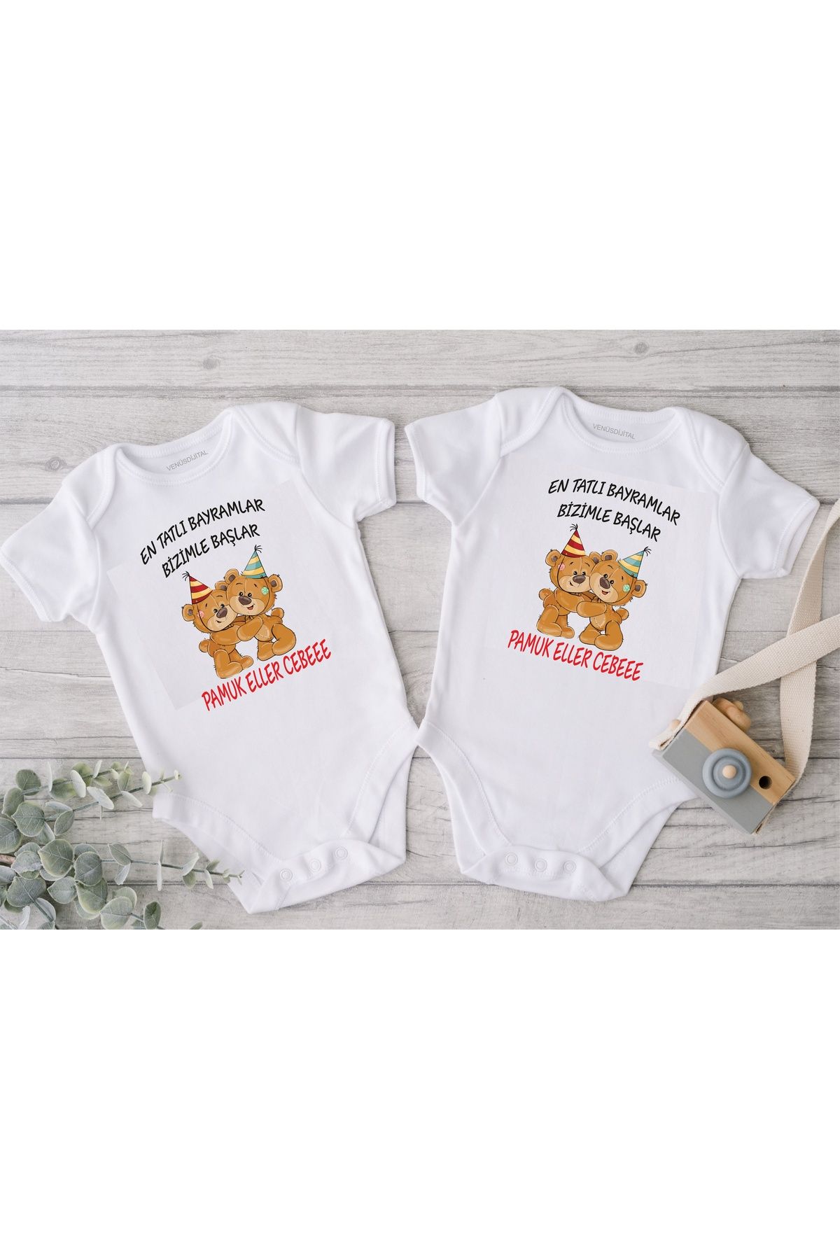 venüsdijital İkiz Bebek Bayram Zıbını Bayramlık Bebek body(2li)