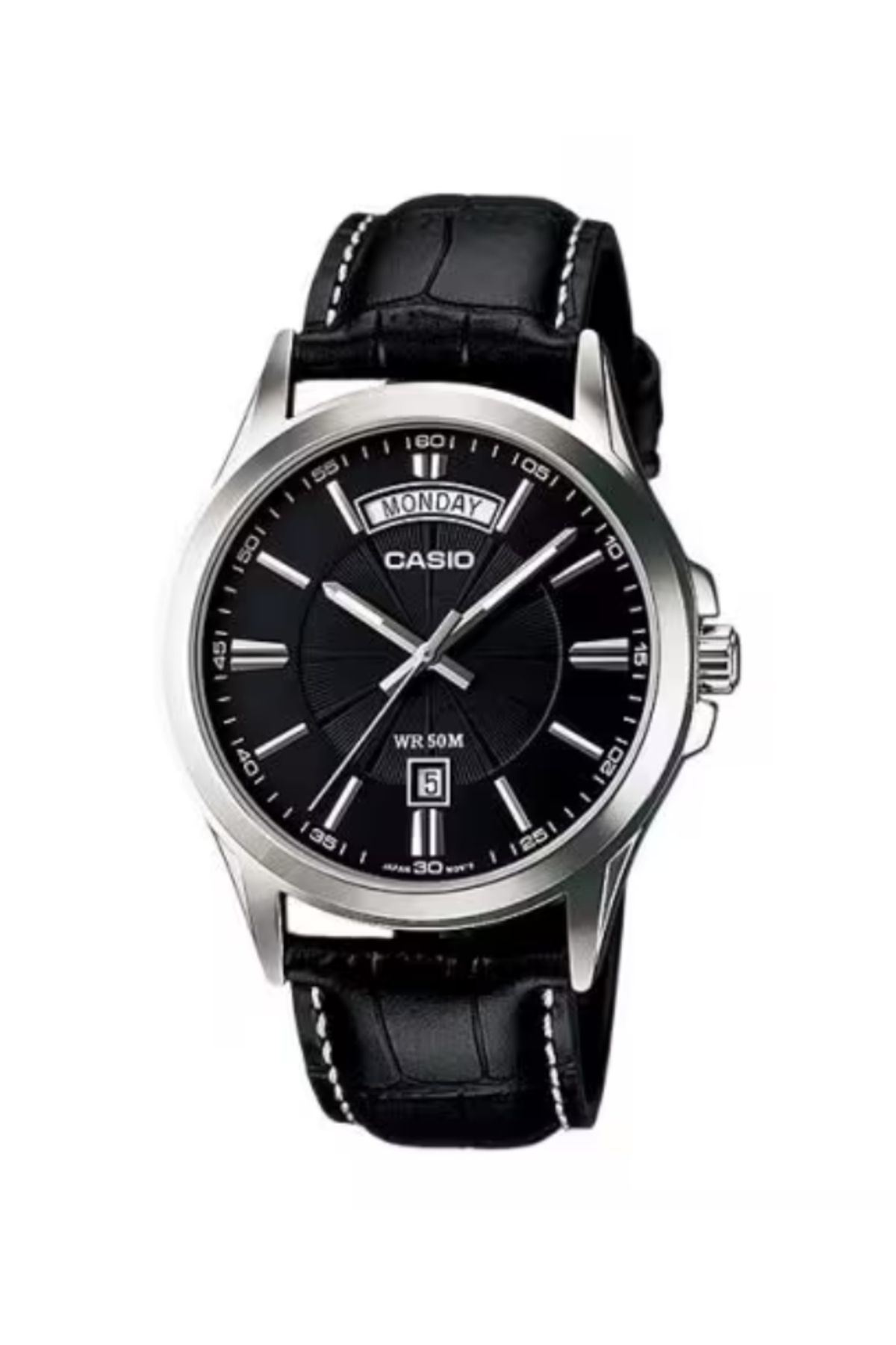 Casio-ساعة كاسيو للرجال بمينا أسود تناظري - MTP-1381L-1A 1