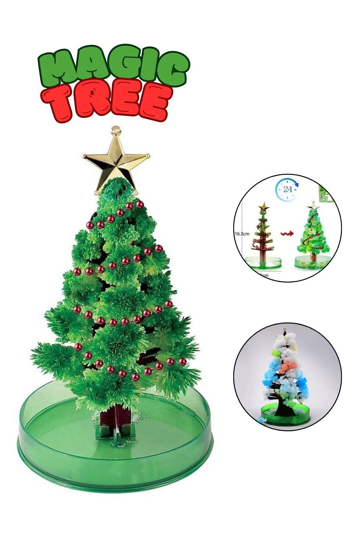 MERCANCO Sihirli Çam Ağacı - 24 Saatte Yeşeren Dekoratif Yılbaşı Ağacı- Magic Tree 2Adet