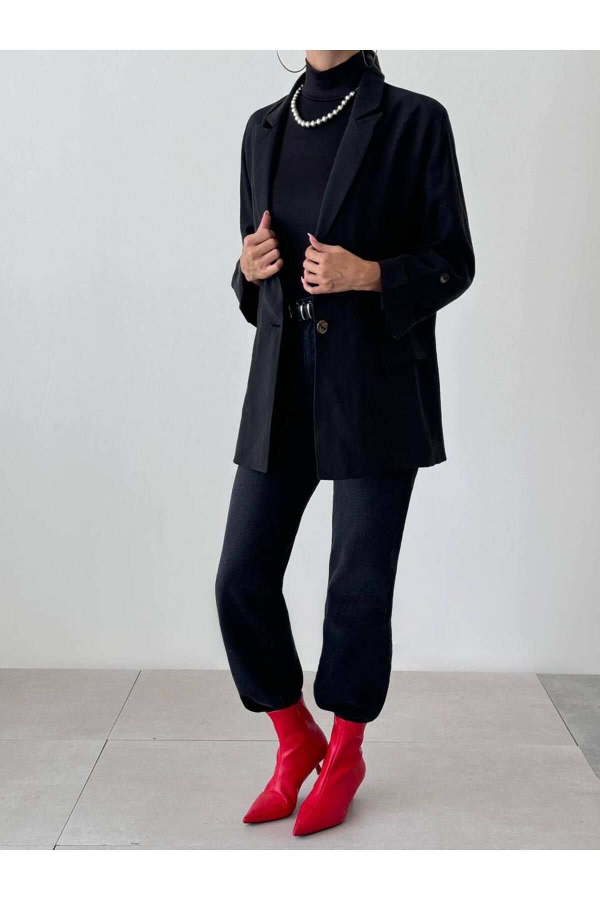 Misscix Official Ekose Desenli Blazer Ceket