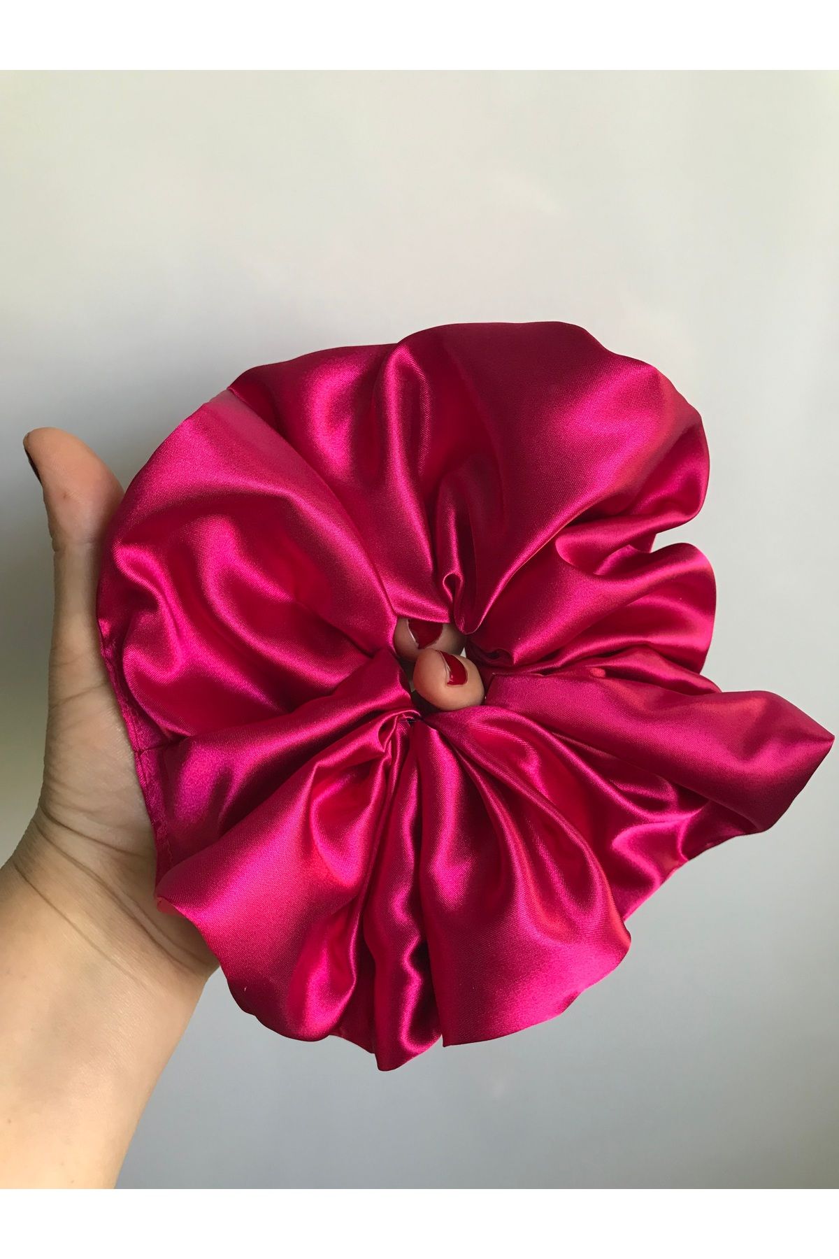 Demeter Collection Fuşya pembe saten xl büyük boy kadın simit toka