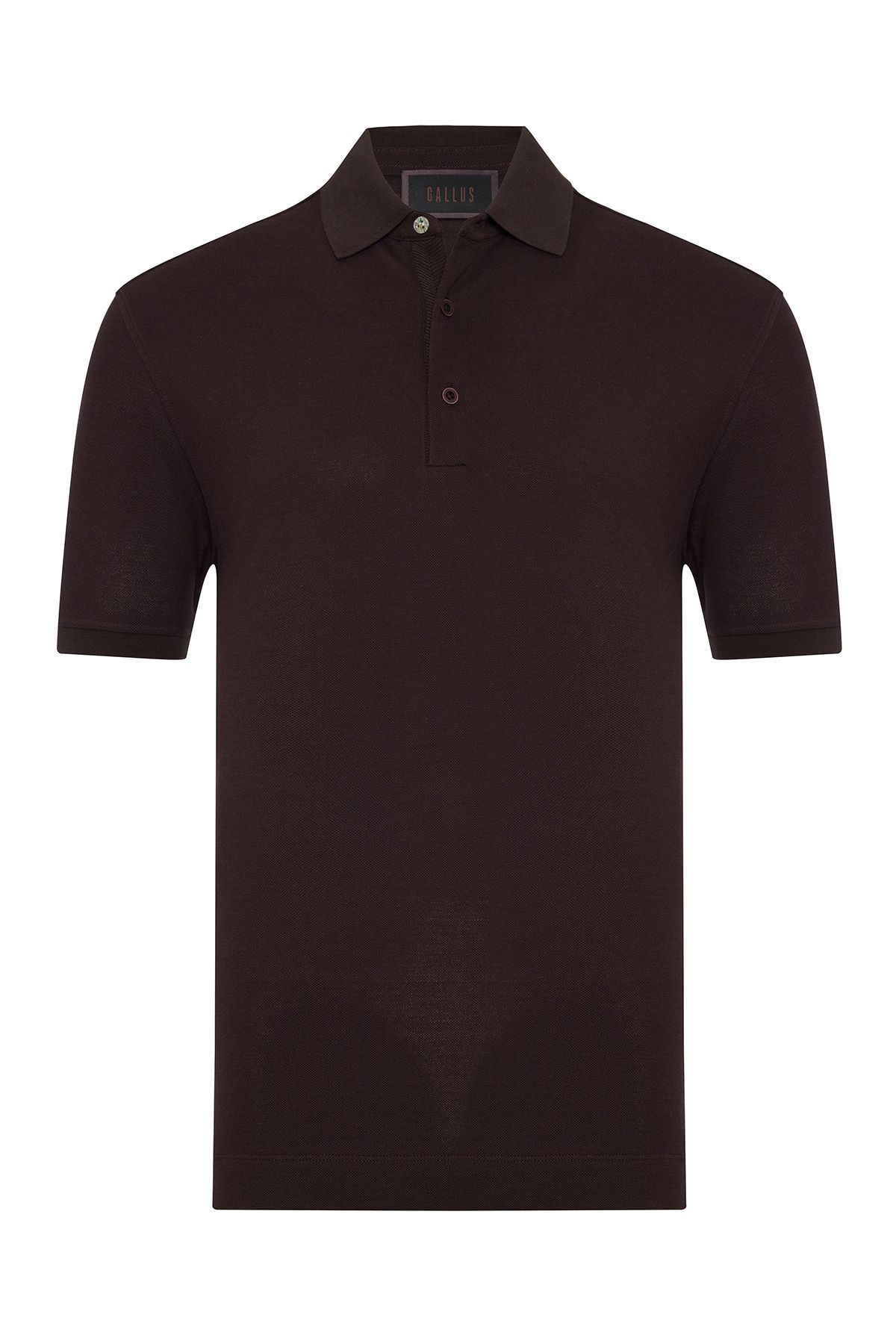 Gallus Kahverengi Polo Yaka Pike Pamuk Regular Fit Tişört