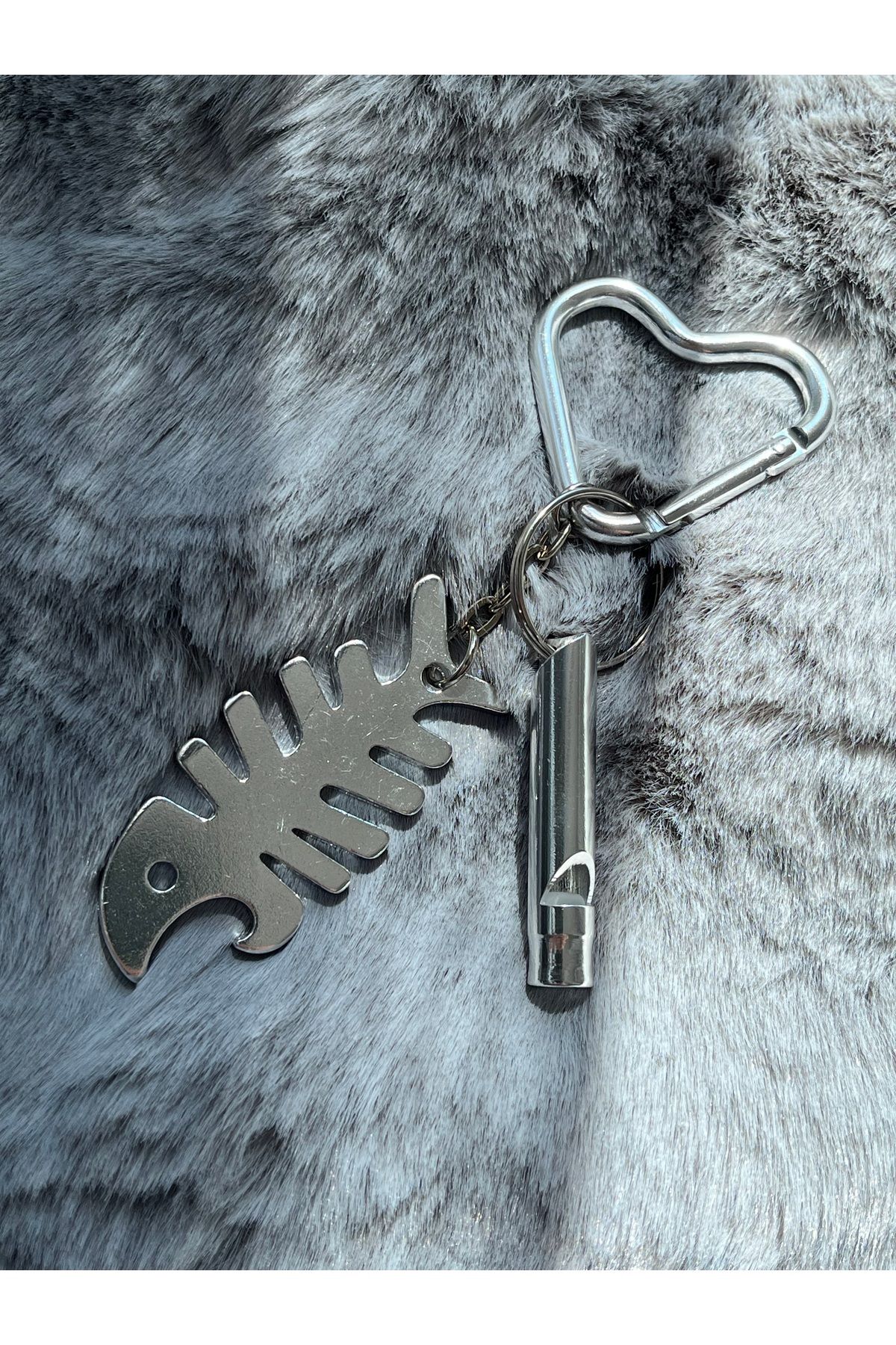 ZephiaStore Gümüş Rengi Gazoz Açacağı ve Düdük Anahtarlık