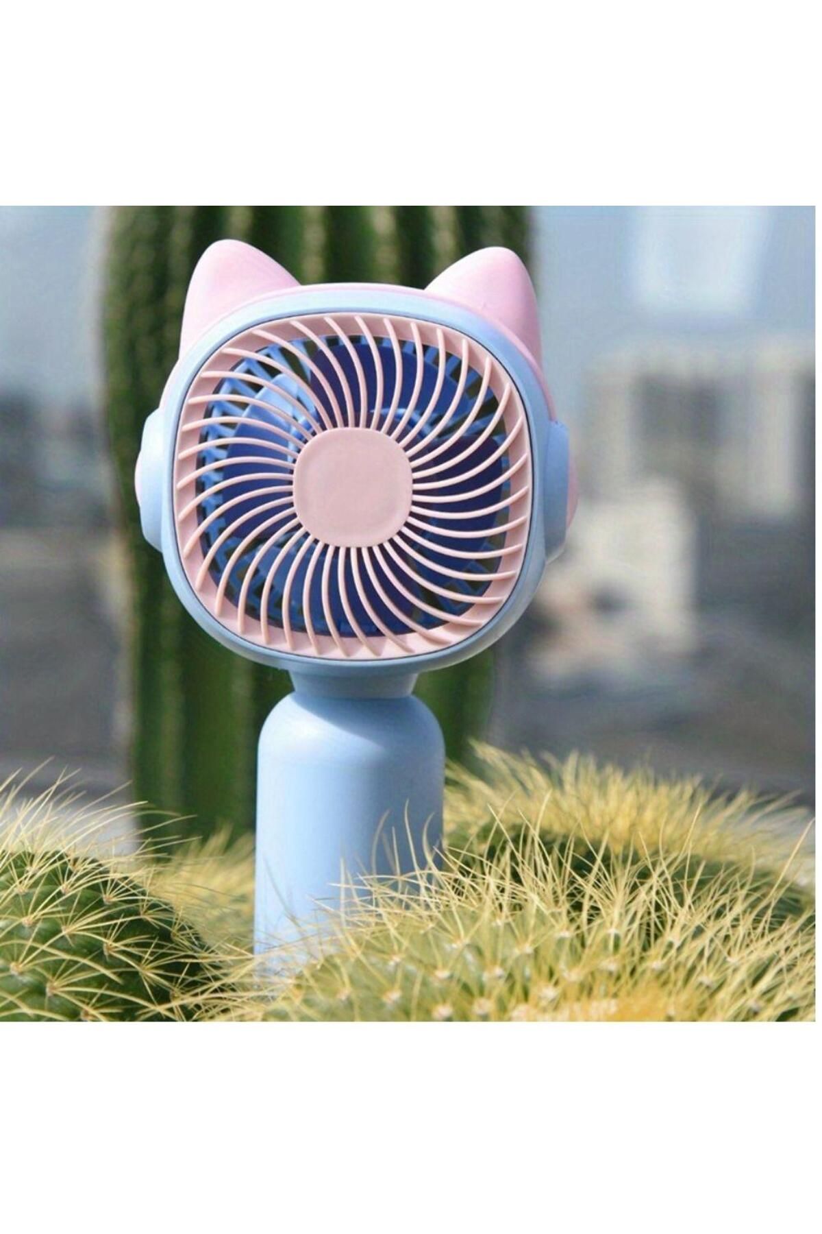 Kelebek Oyuncak Kedi Figürlü Şarjlı Mini El Fanı