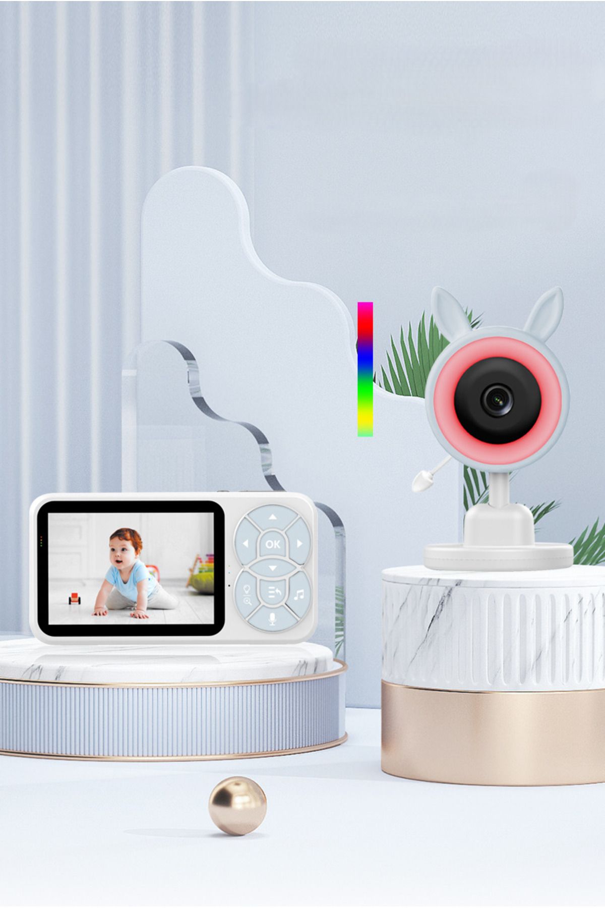 MATECHNO LCD Monitörlü Gece Görüşlü Bebek RGB Kamerası Bebek İzleme Kamerası Oda Sıcaklığı Kontrollü Müzik