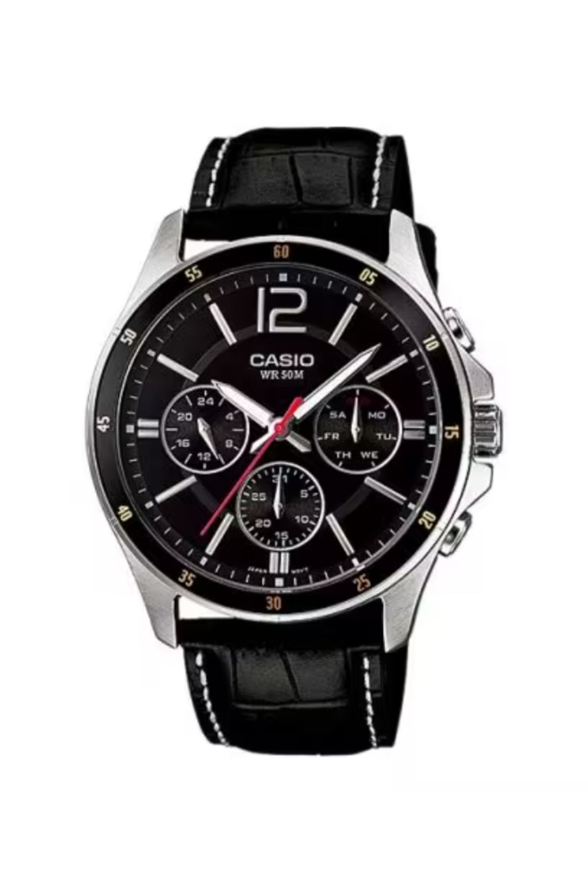 Casio-ساعة كاسيو للرجال بمينا أسود تناظرية - MTP-1374L-1A 1
