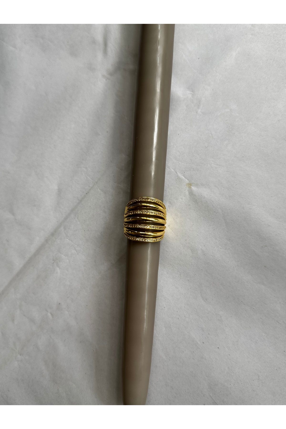 shop Sıralı Görünüm Zirkon Taşlı Gold Yüzük (Ayarlanabilir Ölçü)